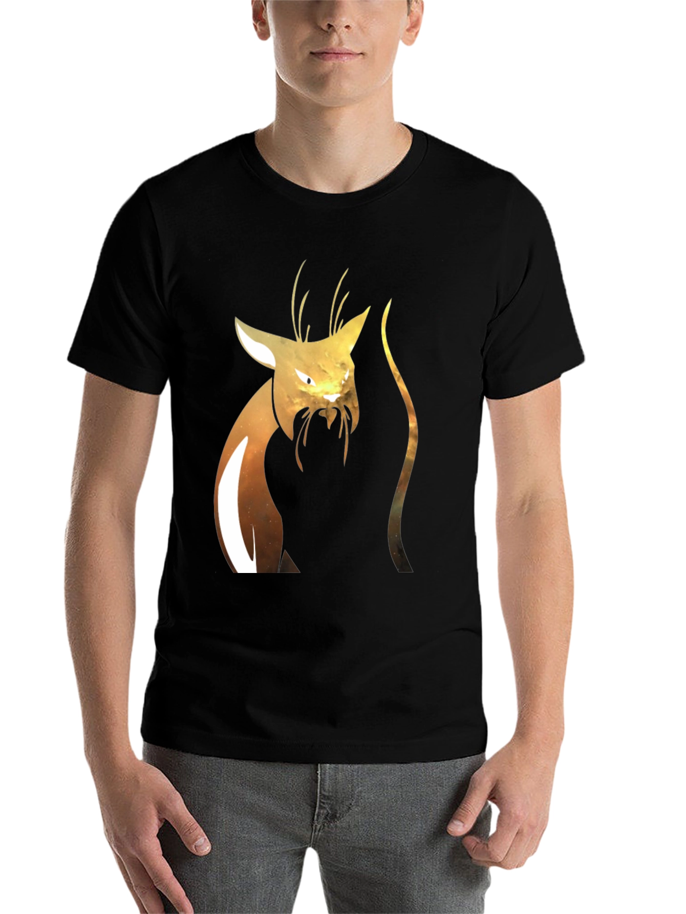 Black Abstract Cat Graphic T-Shirt view 7