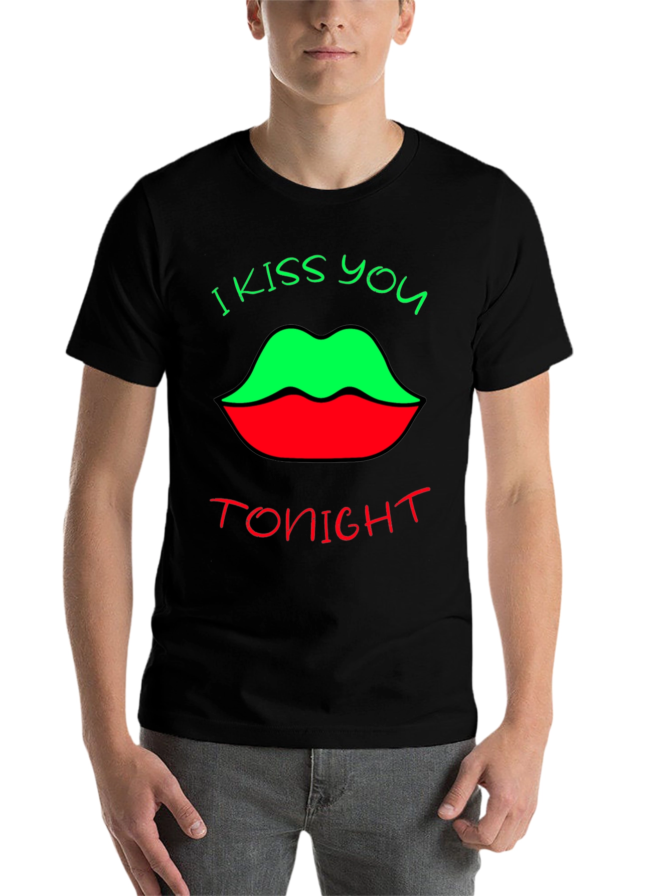 Black Kiss You Tonight Graphic Tee - Unique Lip Design view 7
