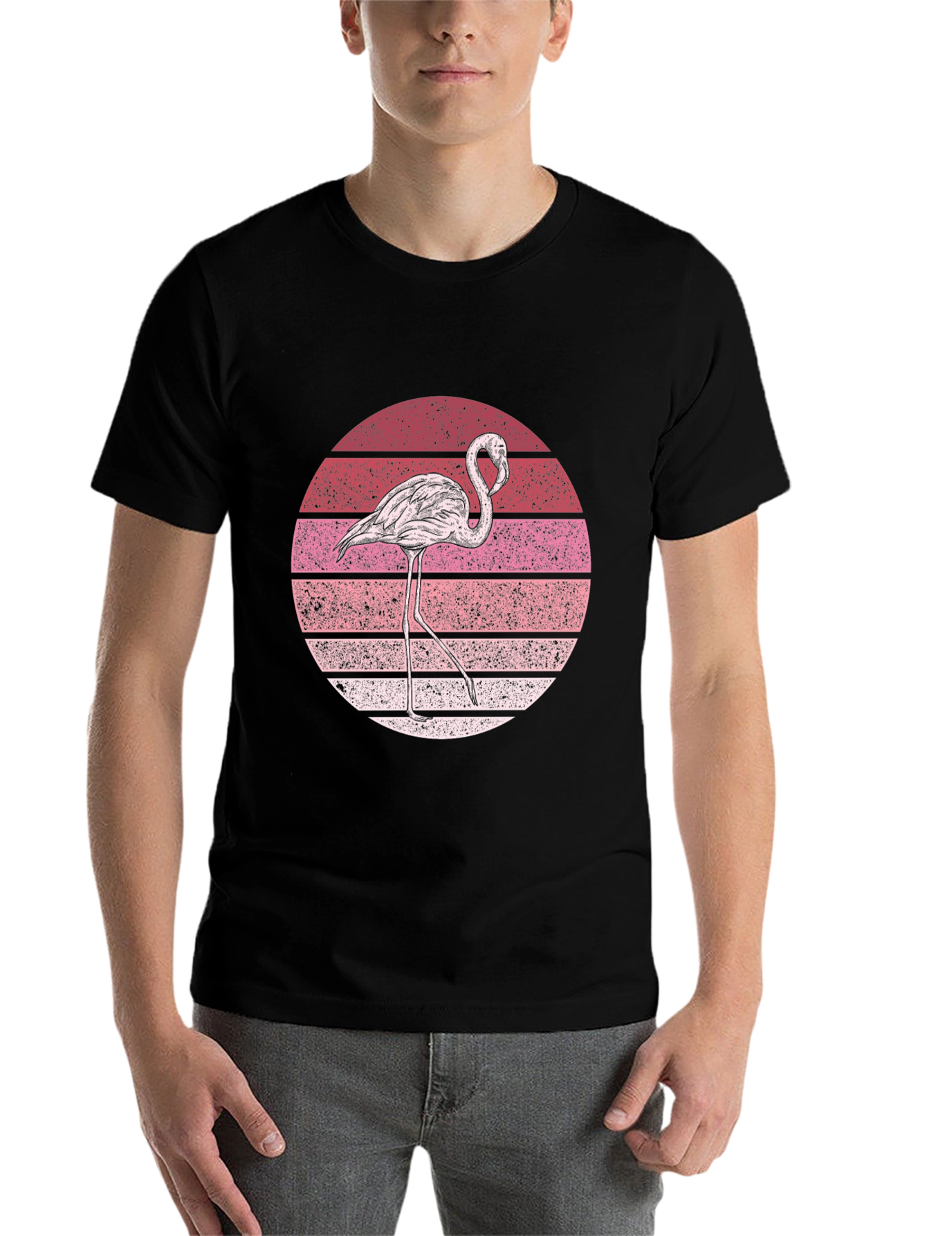 Black Flamingo Sunset Graphic Tee view 7