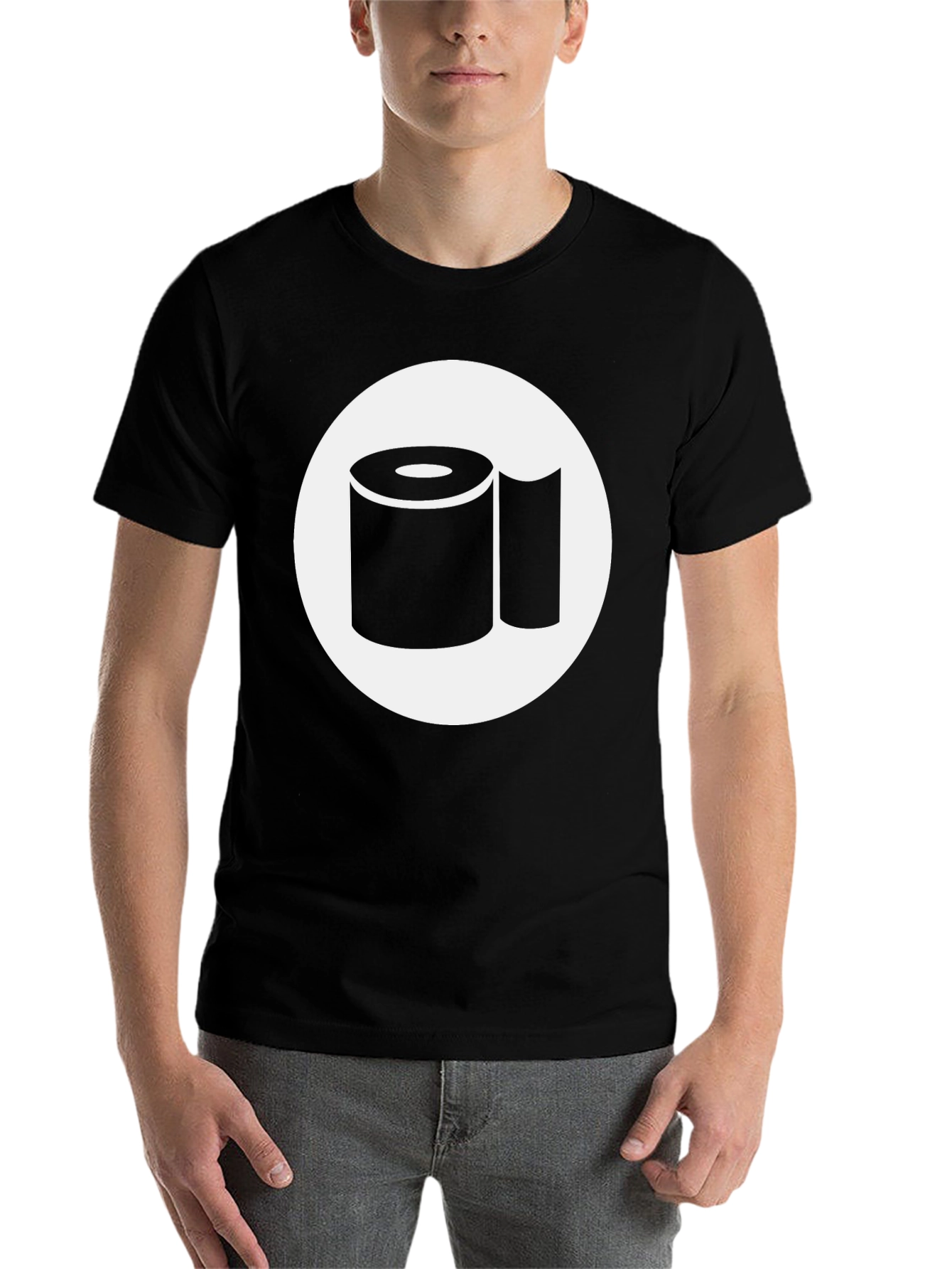 Black Toilet Paper Roll Graphic Tee - Black Cotton Comfort view 7