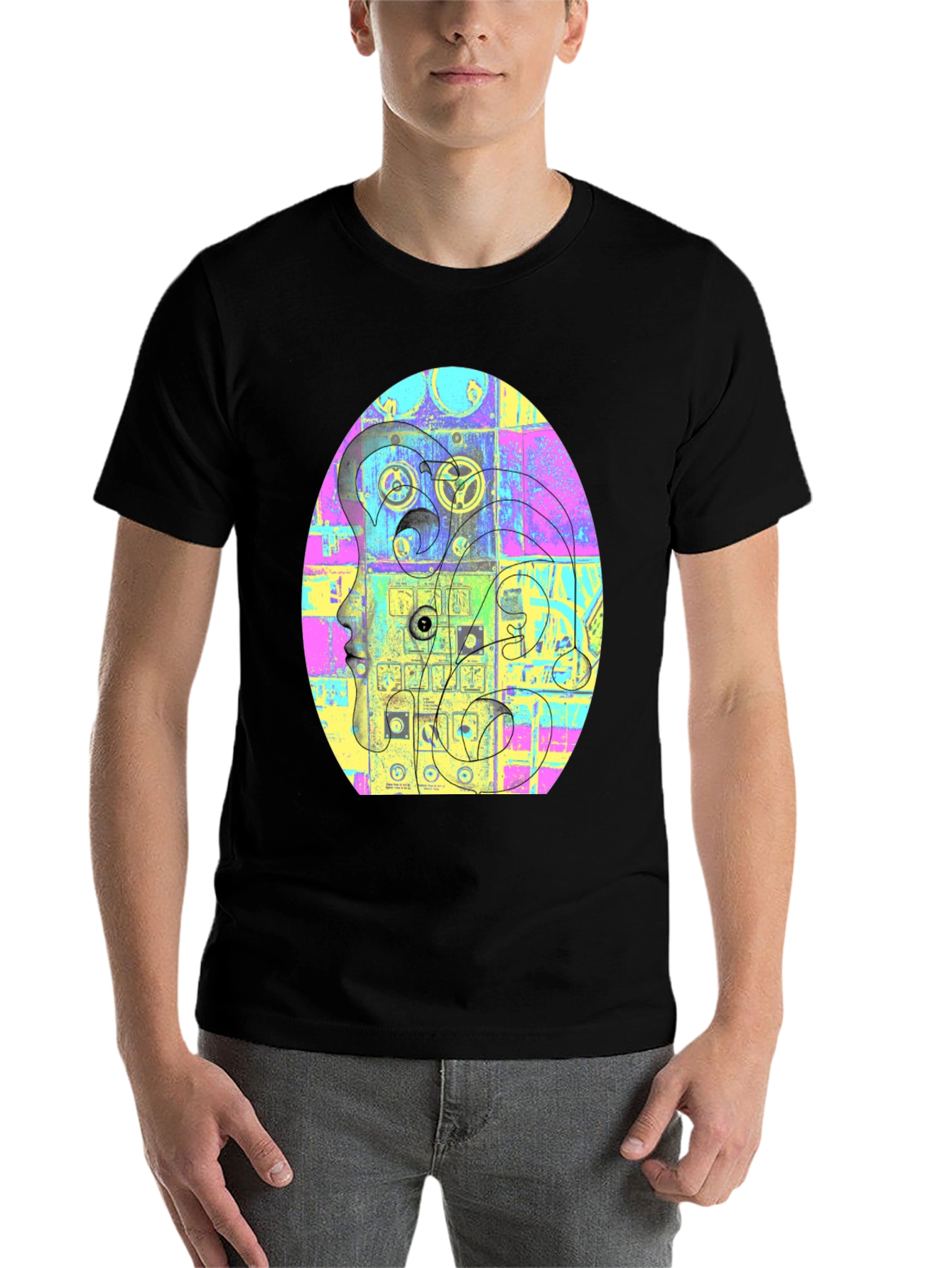 Black Abstract Face Graphic Tee - Unique Style view 7
