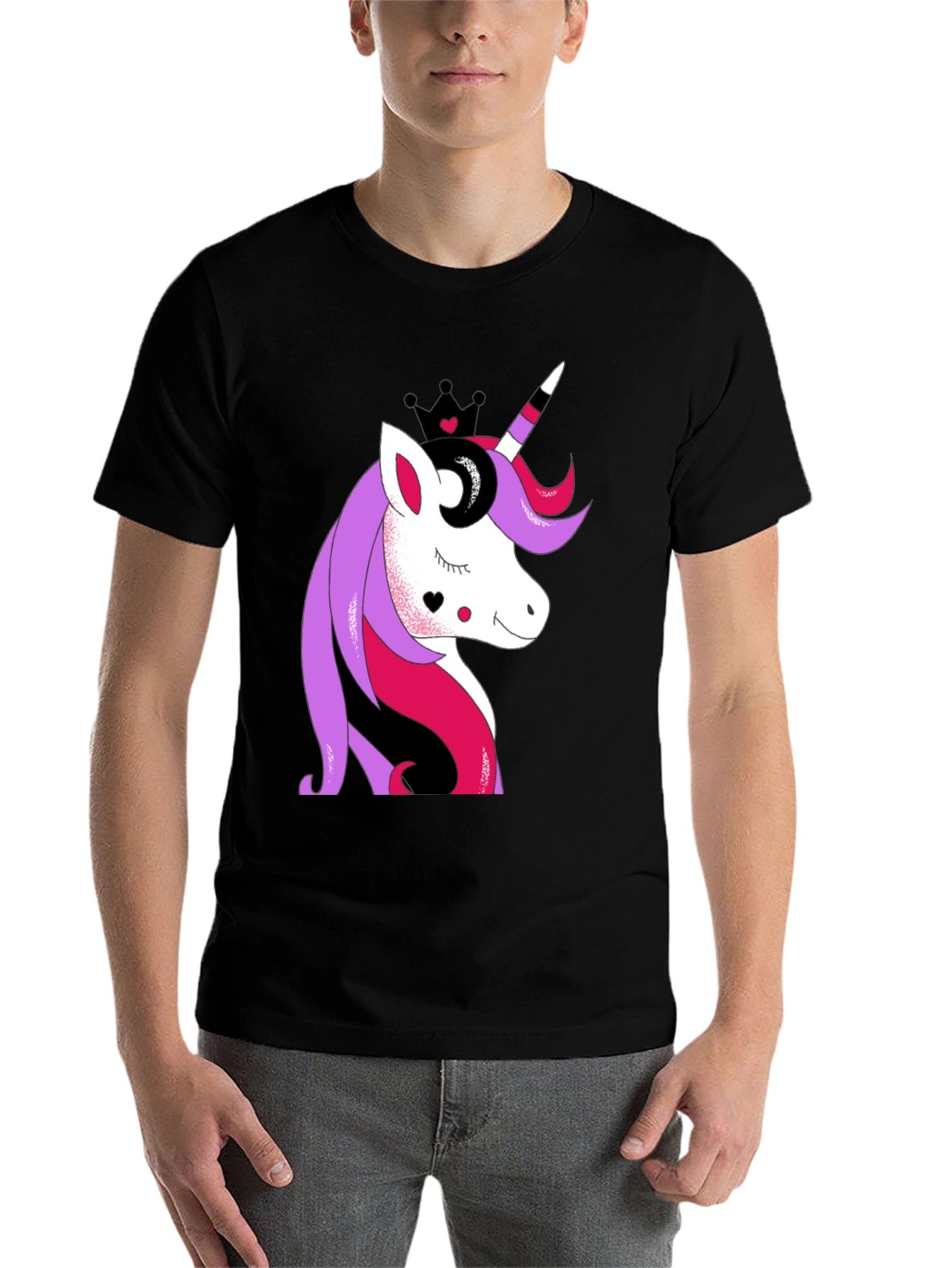 Black Unicorn Crown Graphic T-Shirt - Stylish and Fun view 7