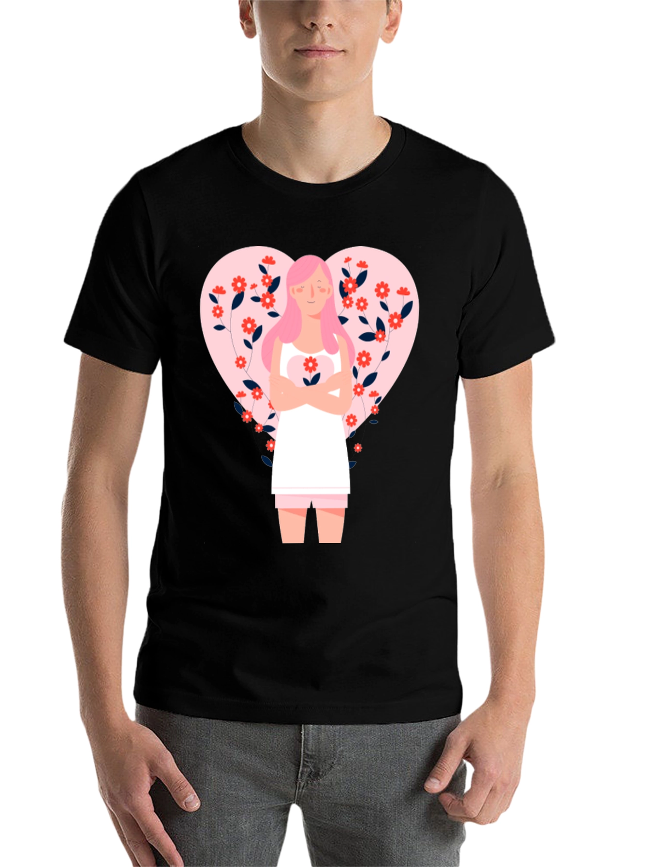 Black Floral Heart Valentine's Day Graphic Tee view 7
