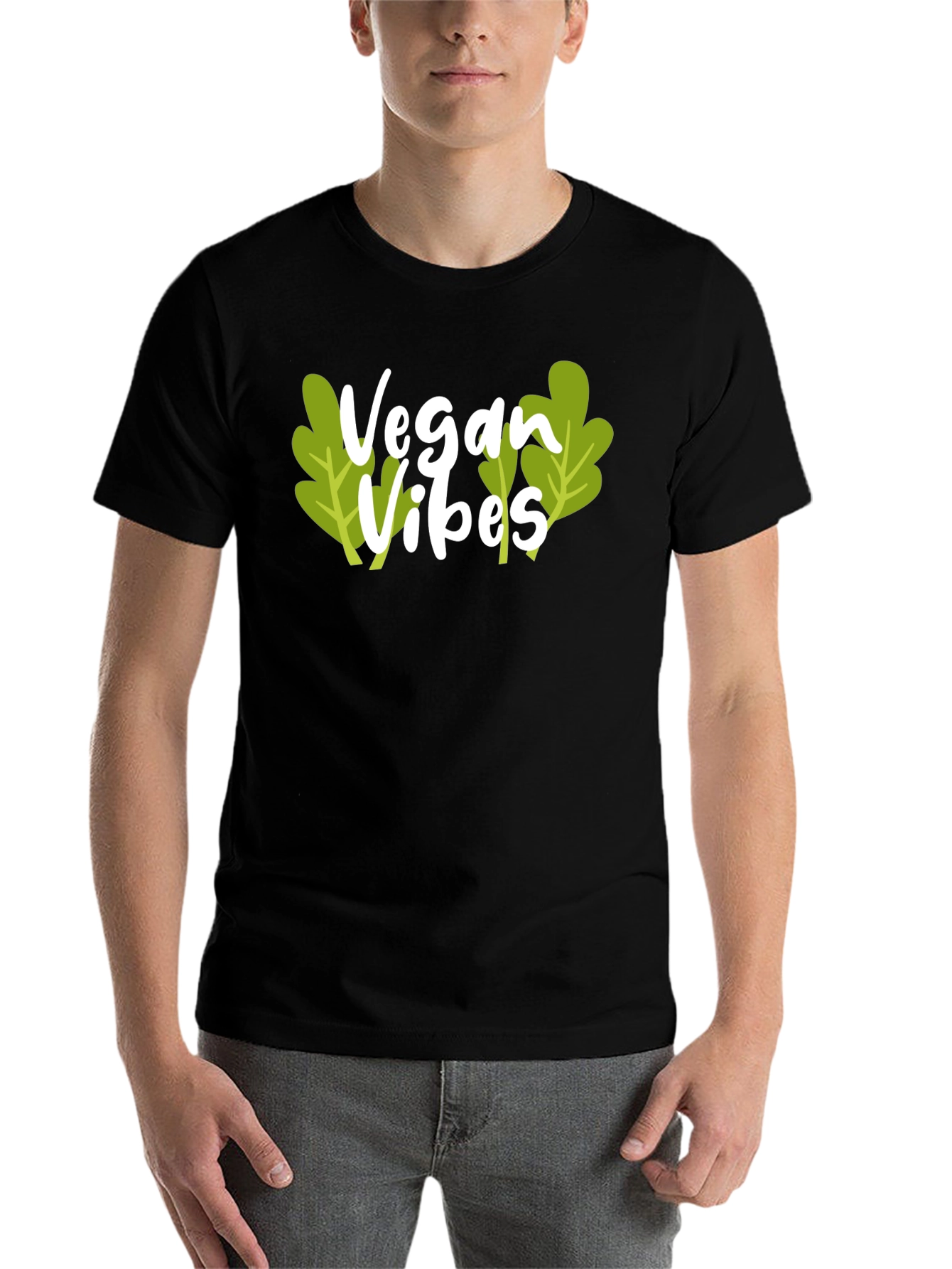 Black Vegan Vibes Black T-Shirt view 7