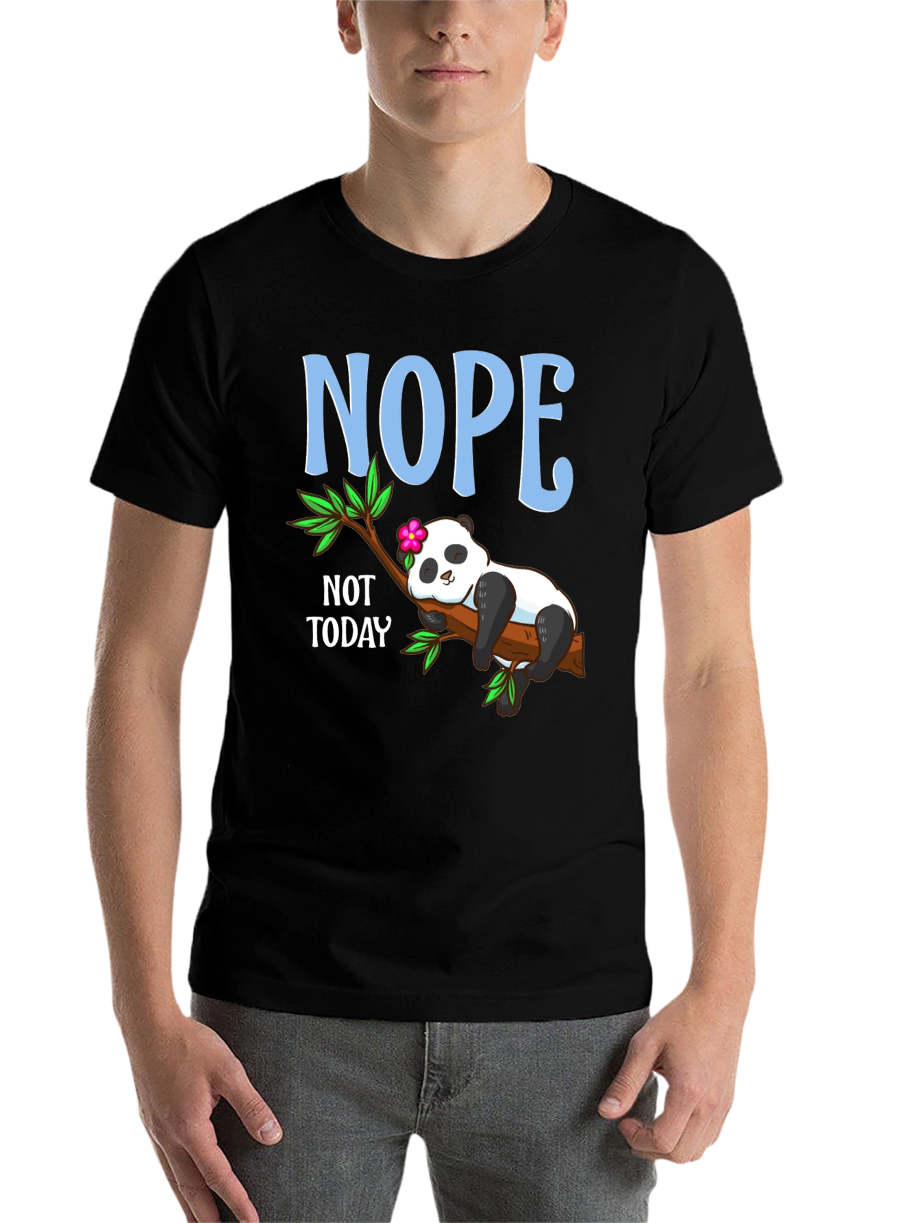 Black Nope Not Today Panda T-Shirt view 7