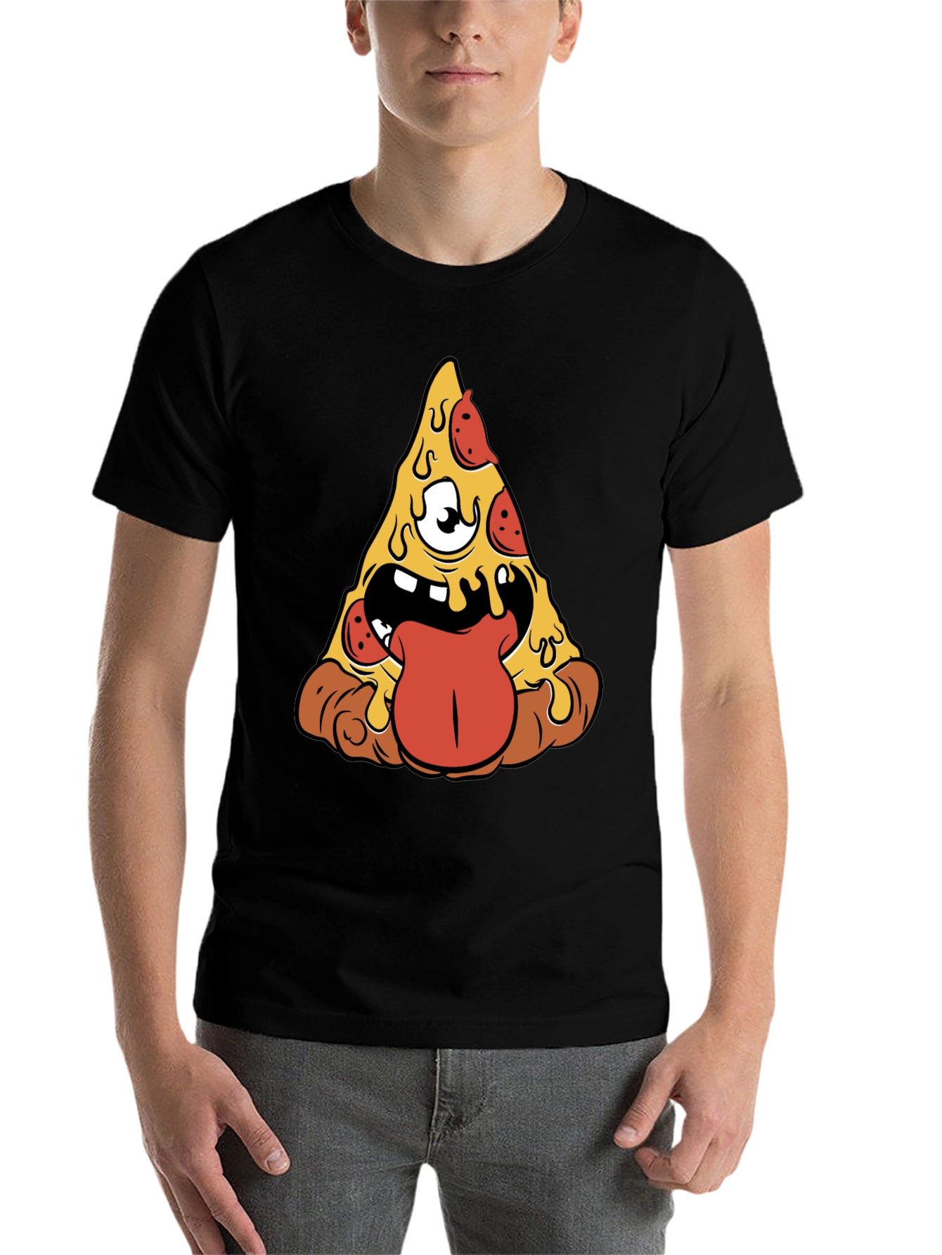 Black Pizza Monster Graphic Tee - Black Short Sleeve view 7