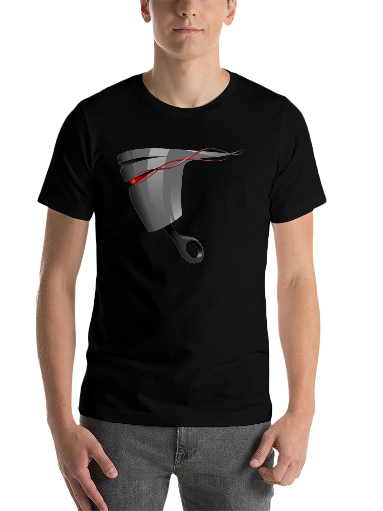 Black Men's Black Graphic T-Shirt - Piston Design view 7