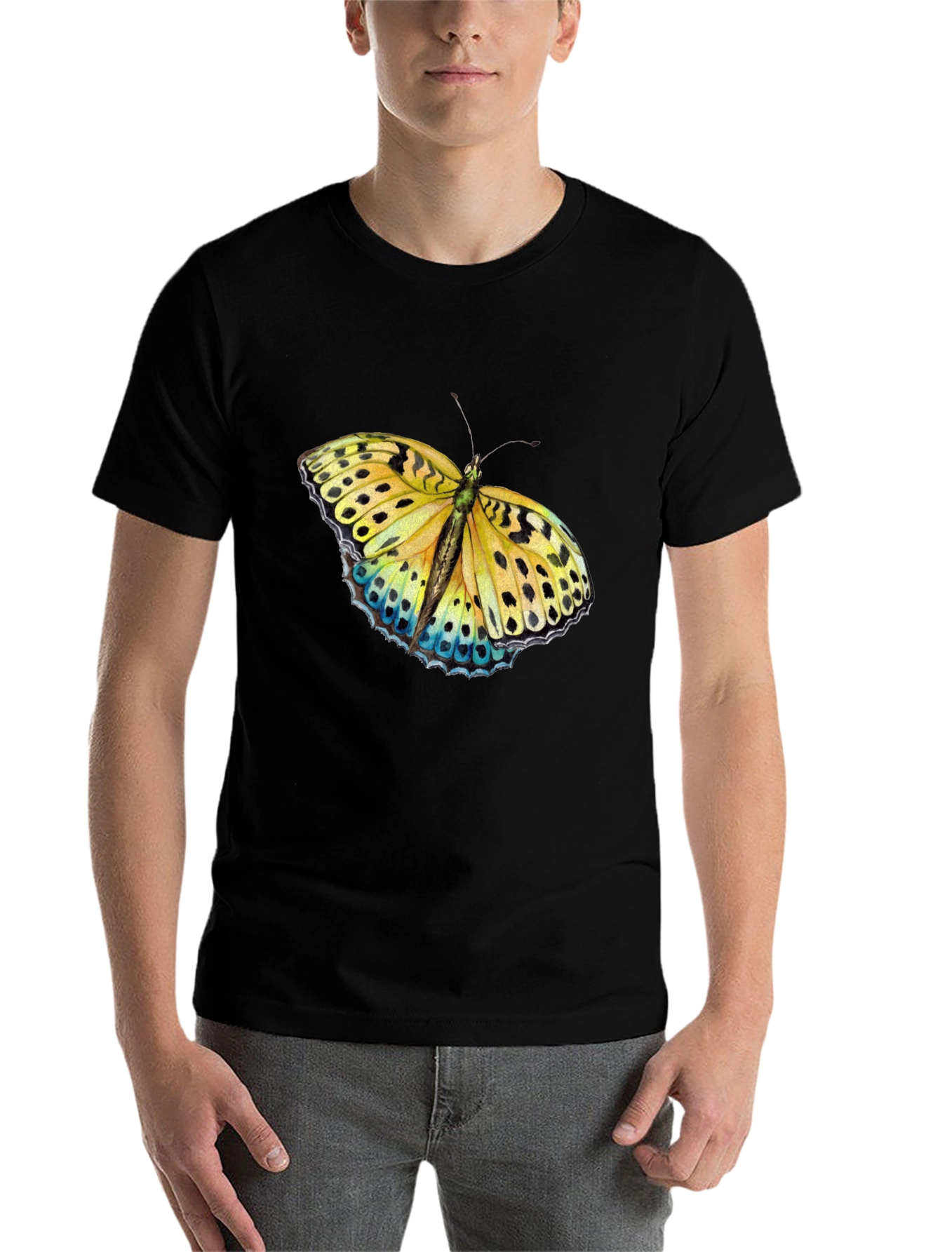 Black Butterfly Graphic Print Black T-Shirt view 7
