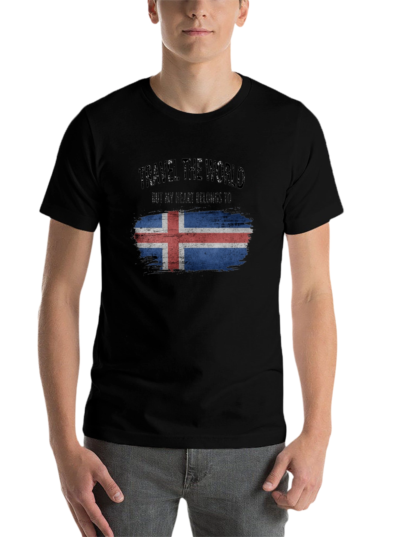Black Iceland Flag Travel T-Shirt view 7