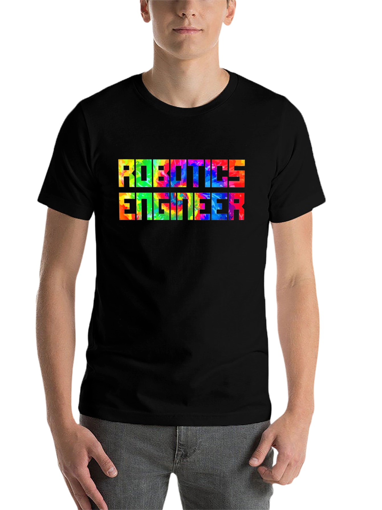 Black Robotics Engineer T-Shirt - Colorful Design view 7