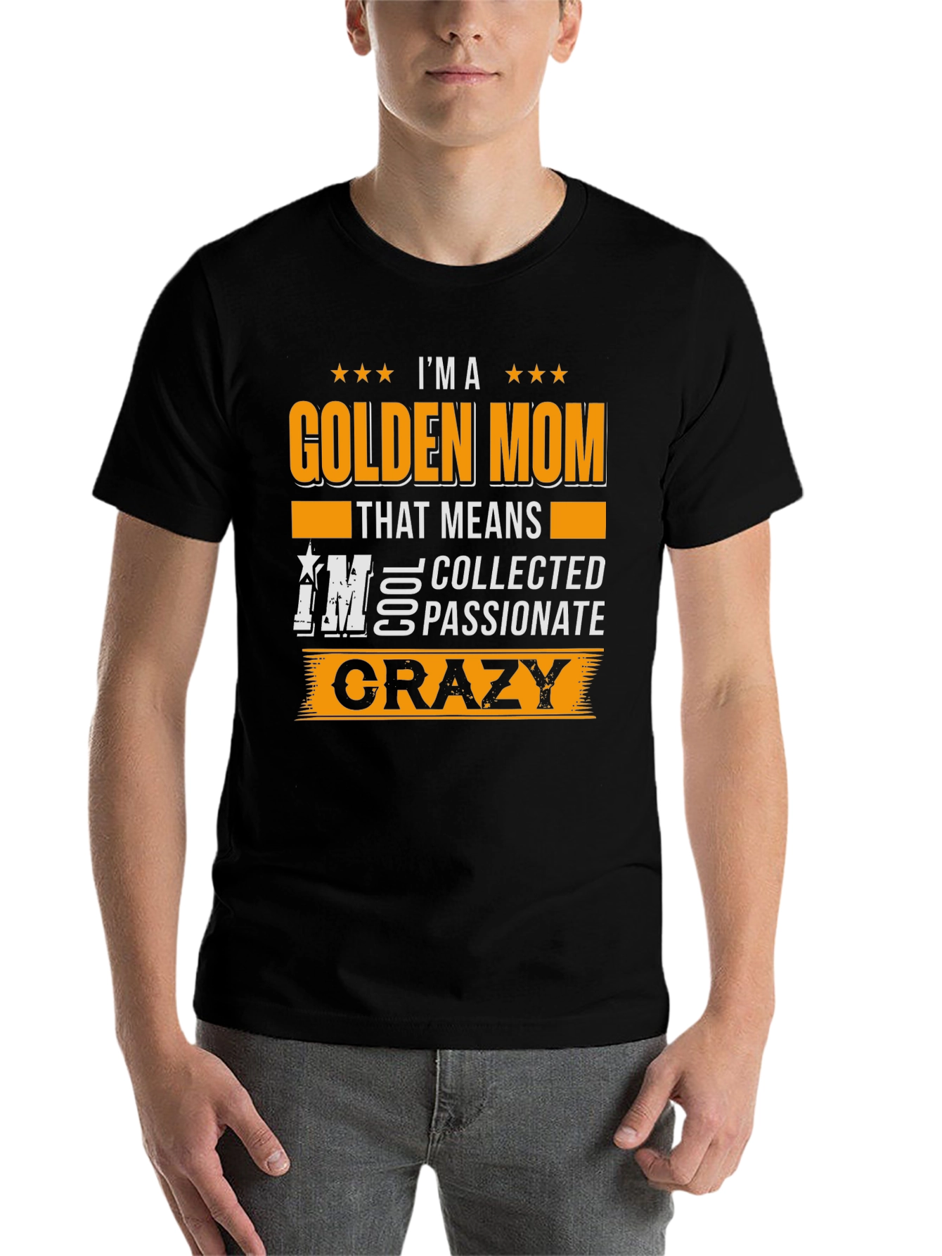 Black Golden Mom Crazy T-Shirt view 7