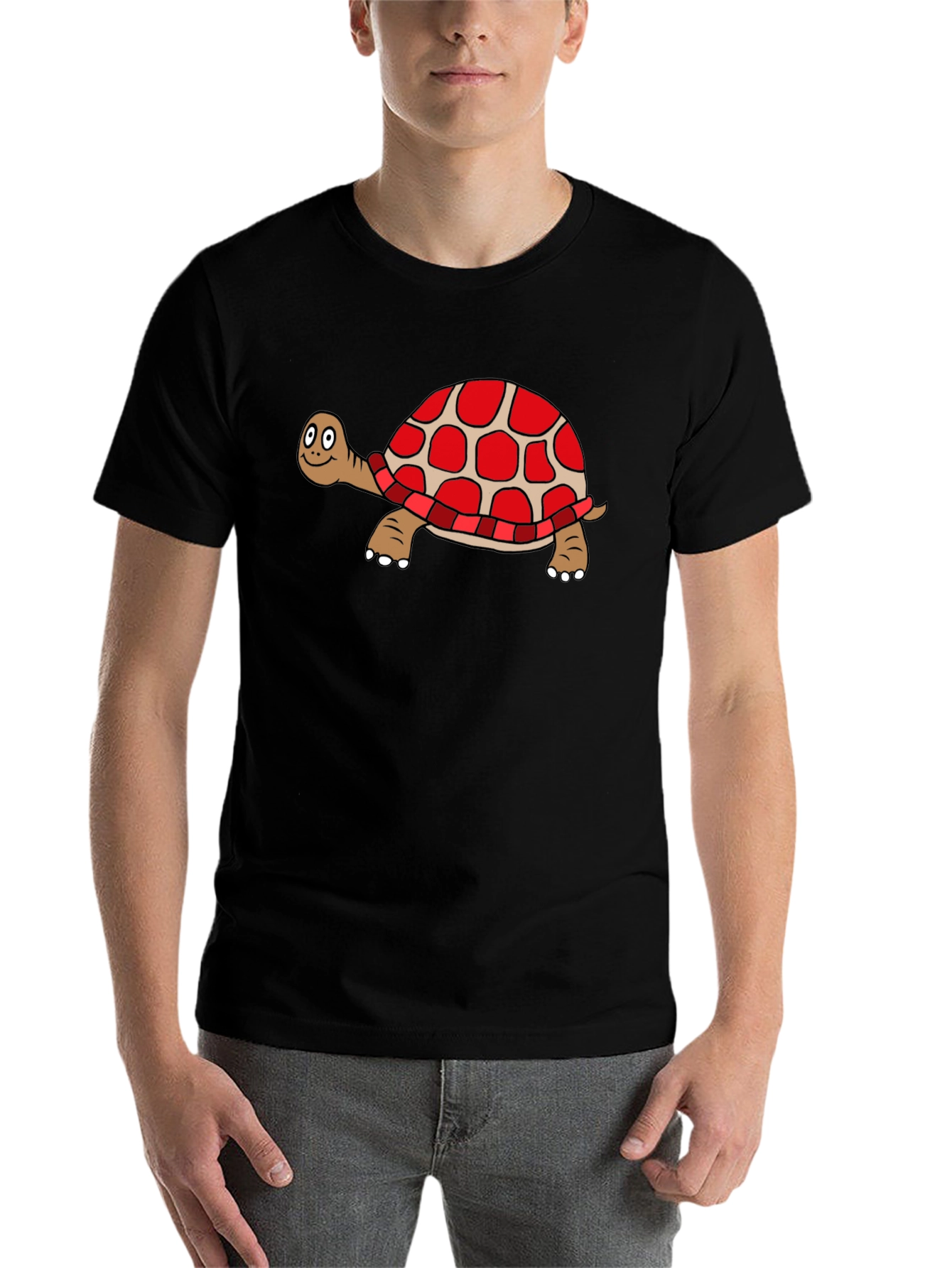 Black Cartoon Turtle Black T-Shirt view 7