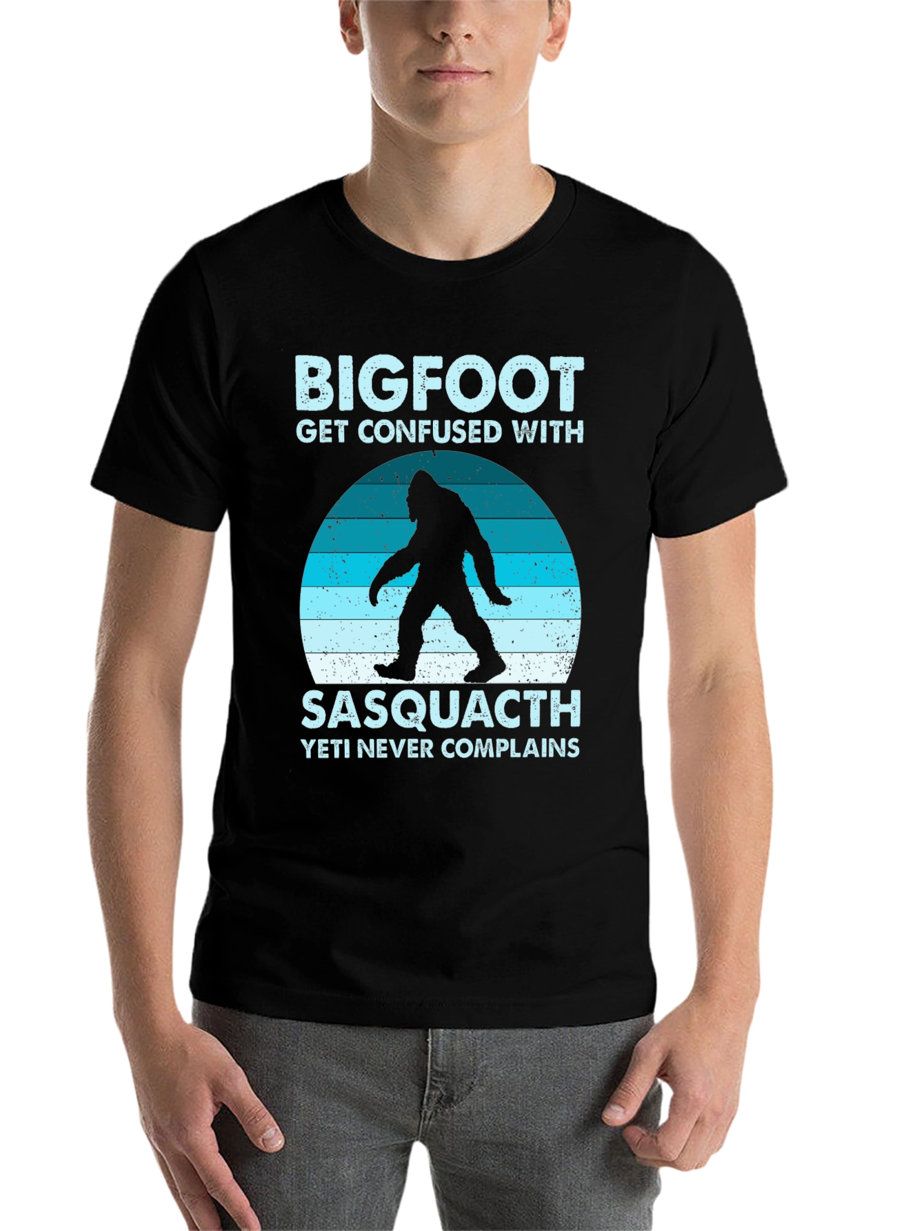 Black Bigfoot Sasquatch T-Shirt - Yeti Never Complains view 7