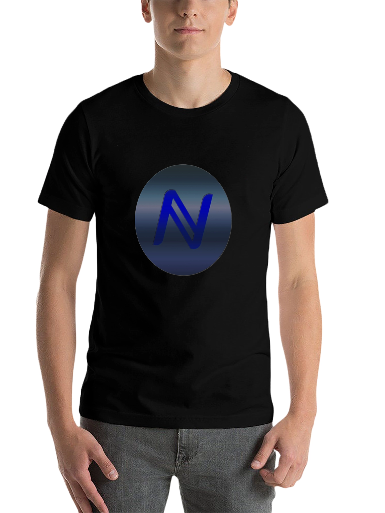 Black Stylish Black T-Shirt with Blue 'N' Logo view 7