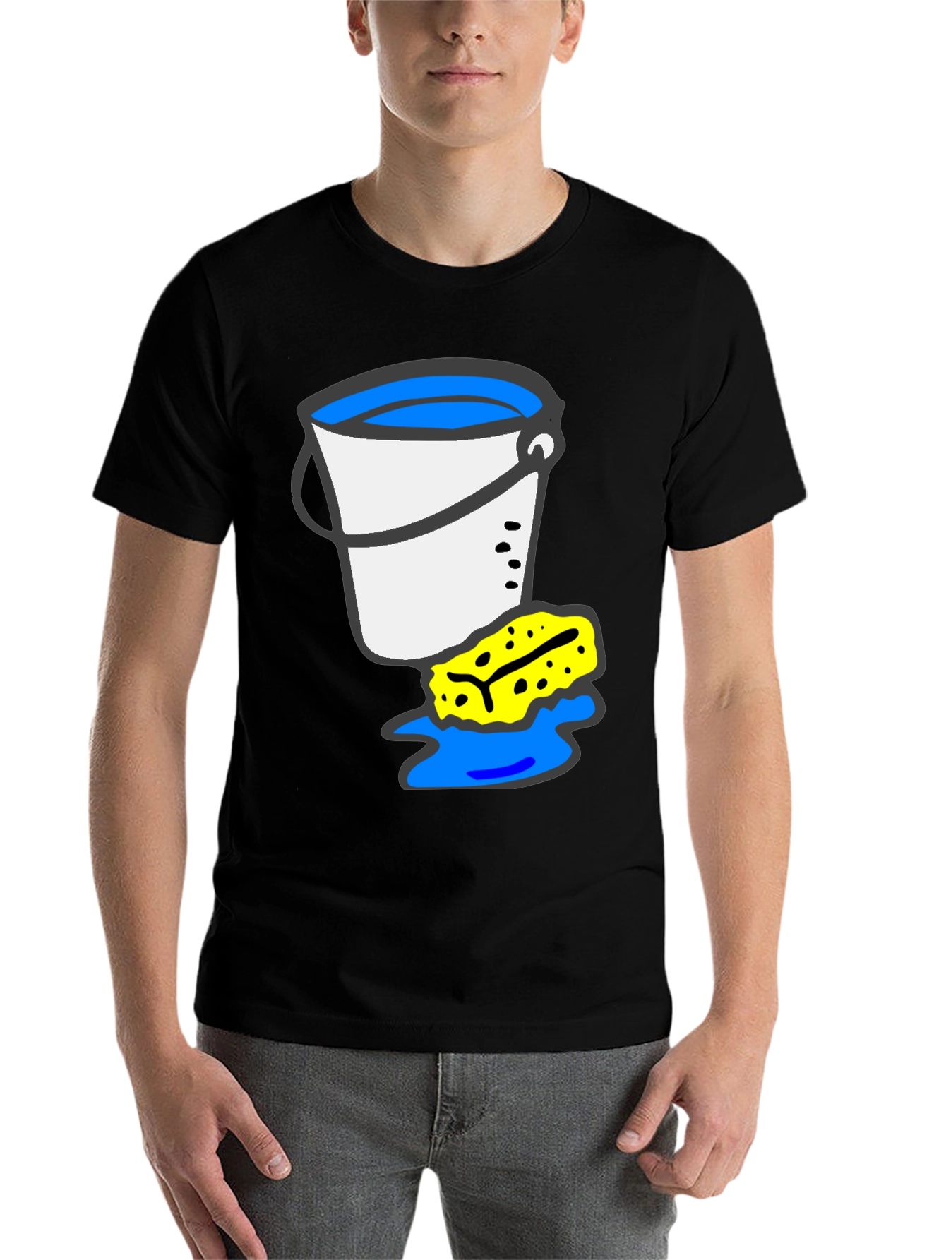 Black Bucket and Sponge Graphic Tee - Cleaning Crew Shirt view 7