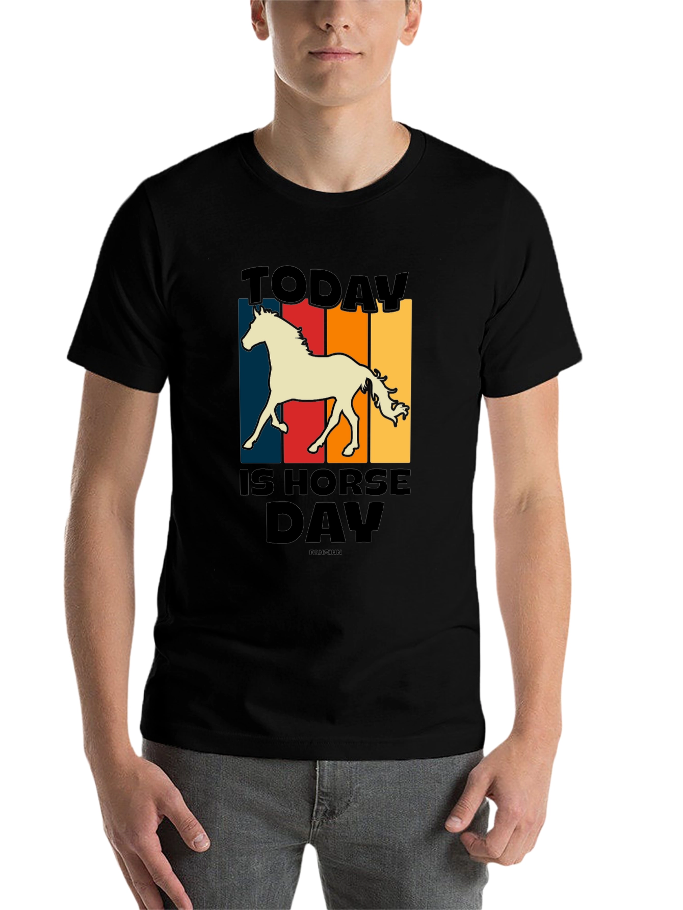Black Today Is Horse Day Retro Graphic Tee view 7