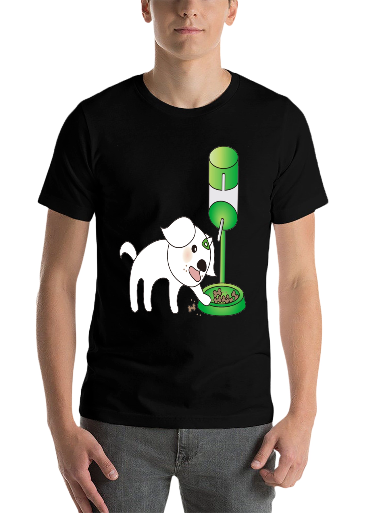 Black Dog Cartoon Graphic T-Shirt view 7