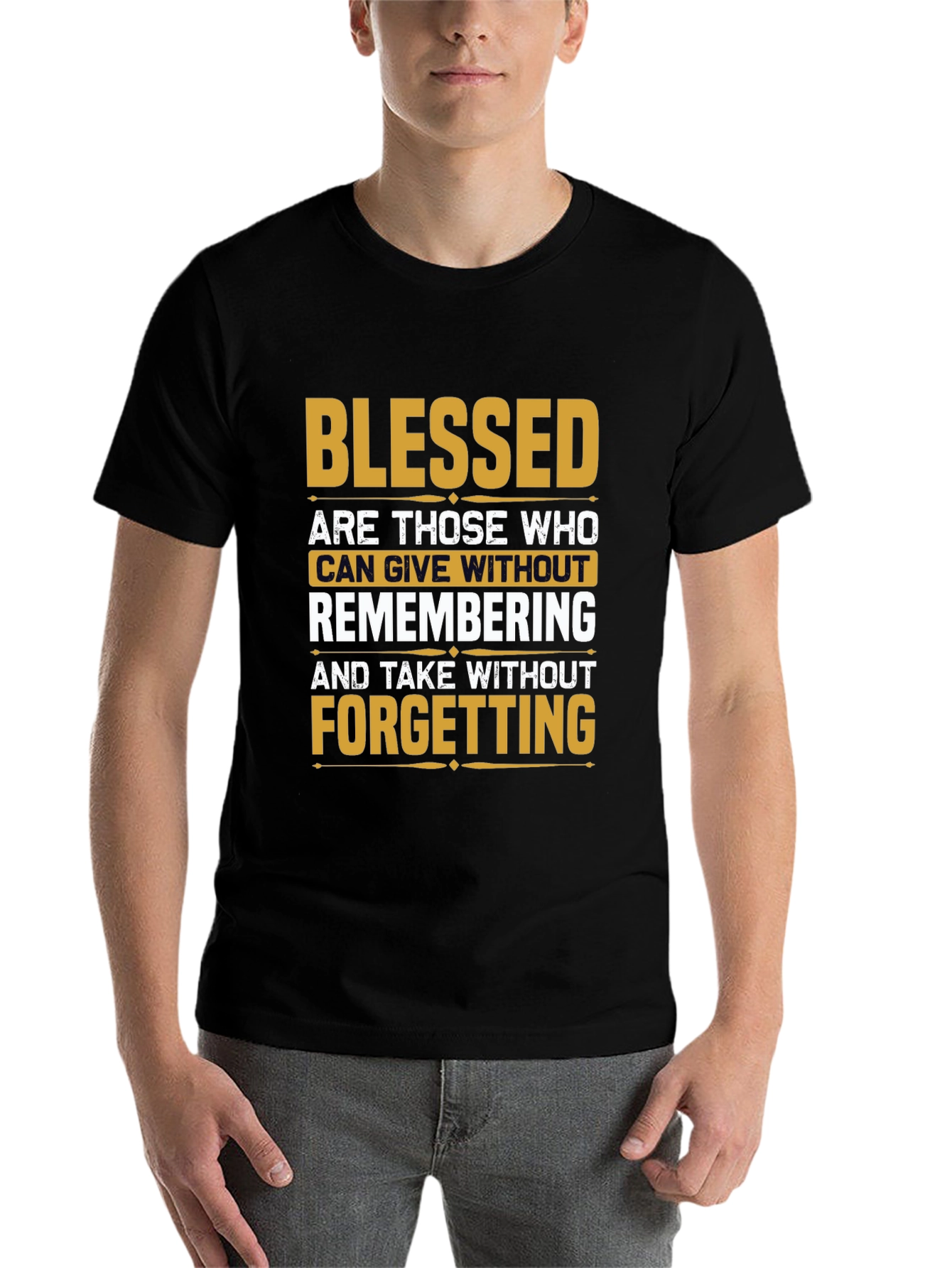 Black Blessed Inspirational Graphic T-Shirt view 7