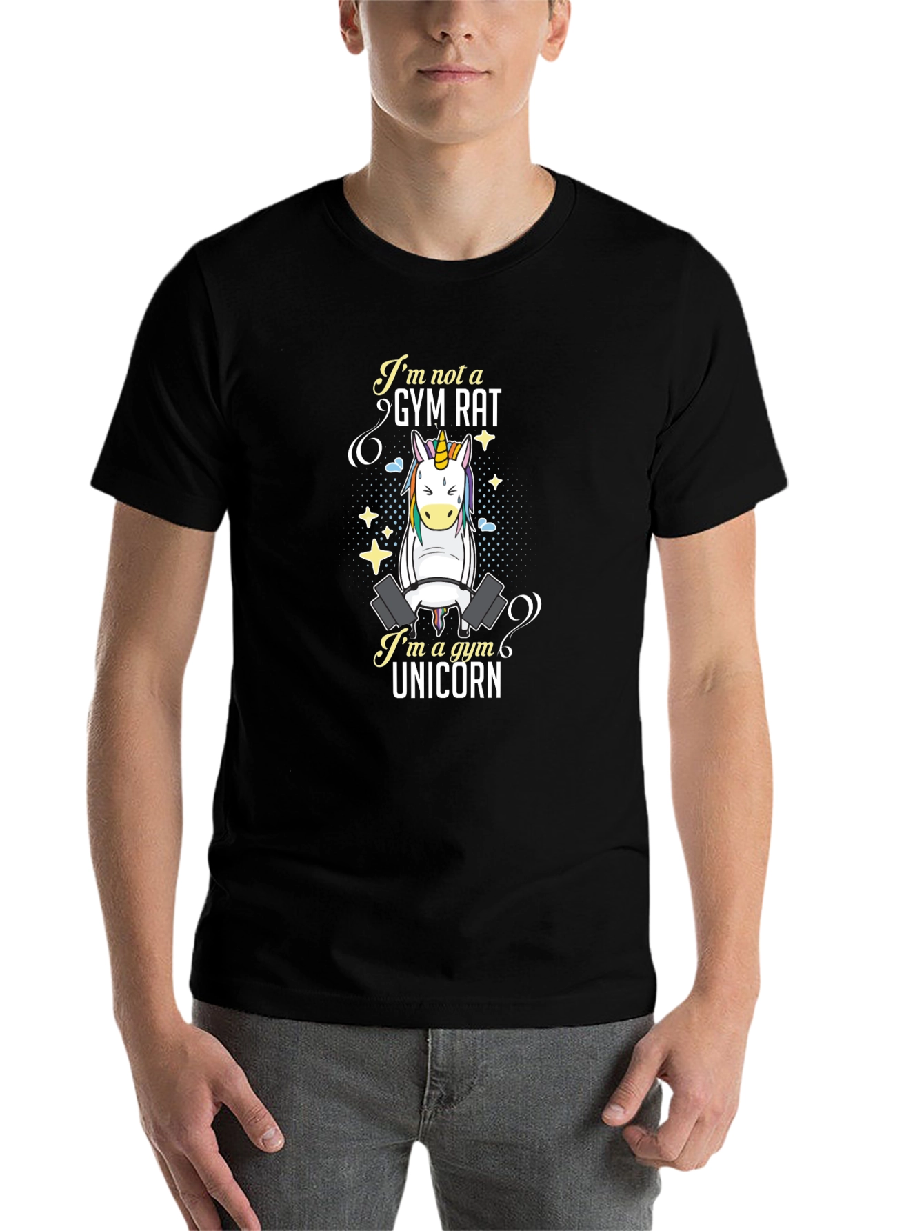 Black Gym Unicorn Graphic T-Shirt - Black view 7