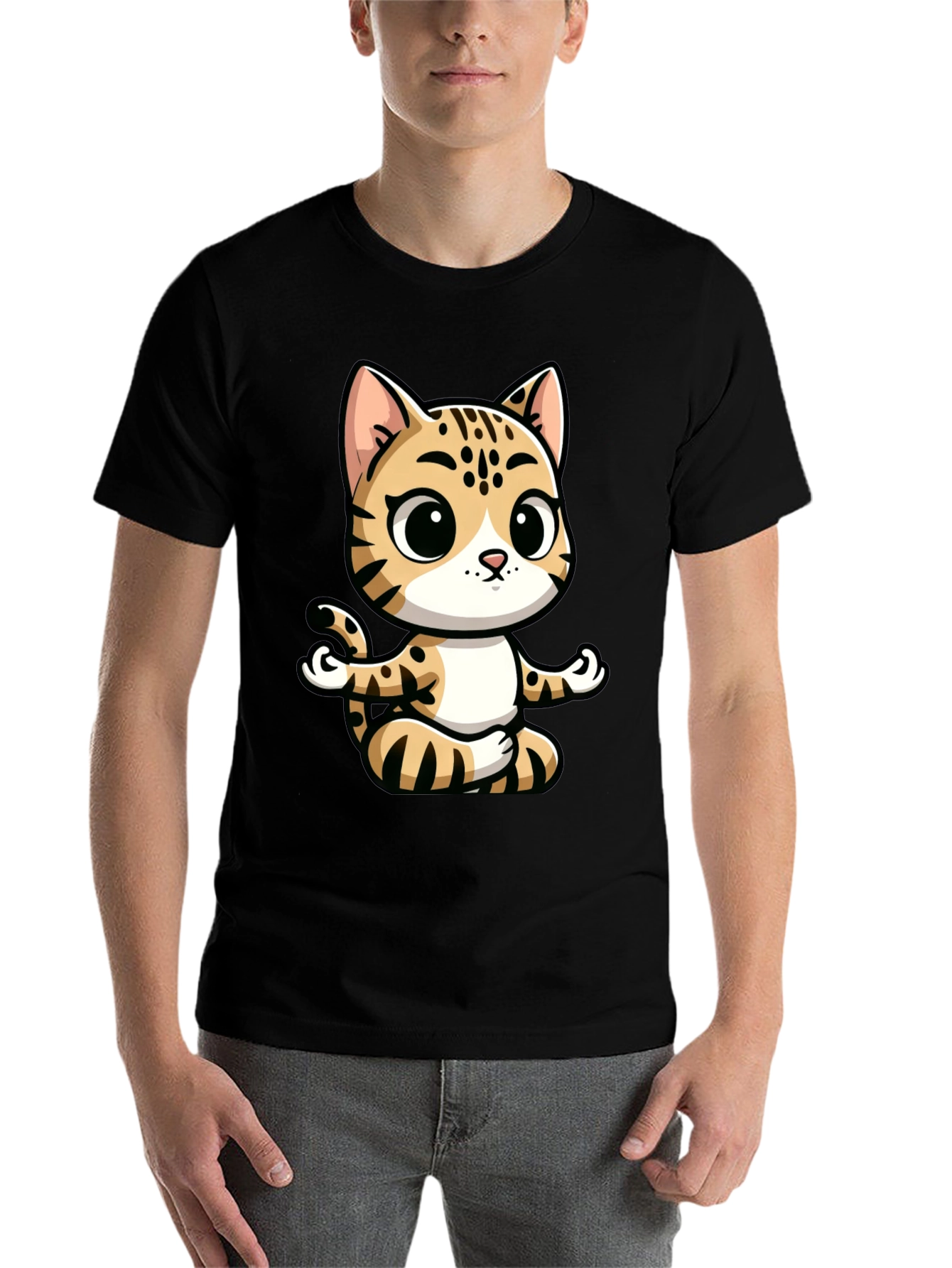 Black Yoga Cat Graphic Tee view 7