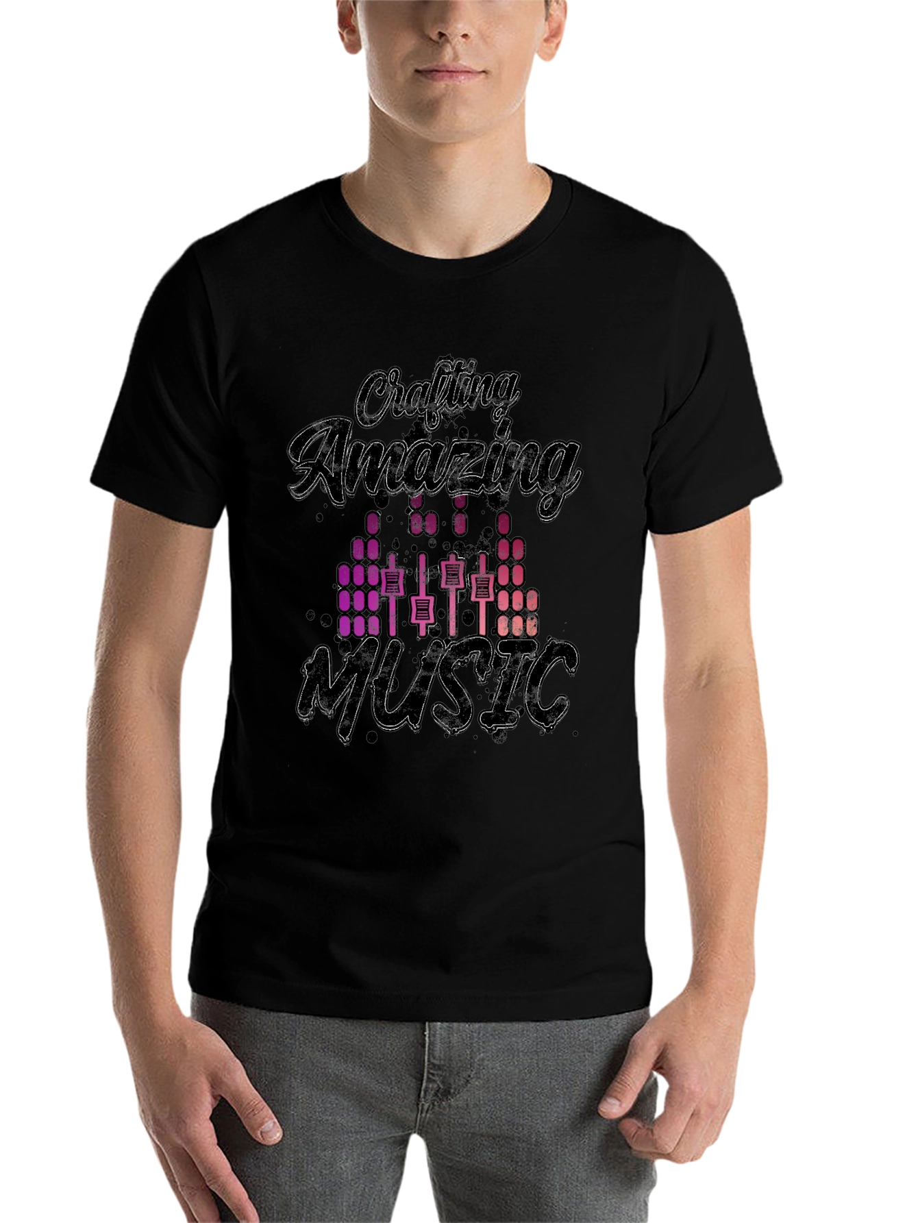 Black Crafting Amazing Music Graphic T-Shirt view 7