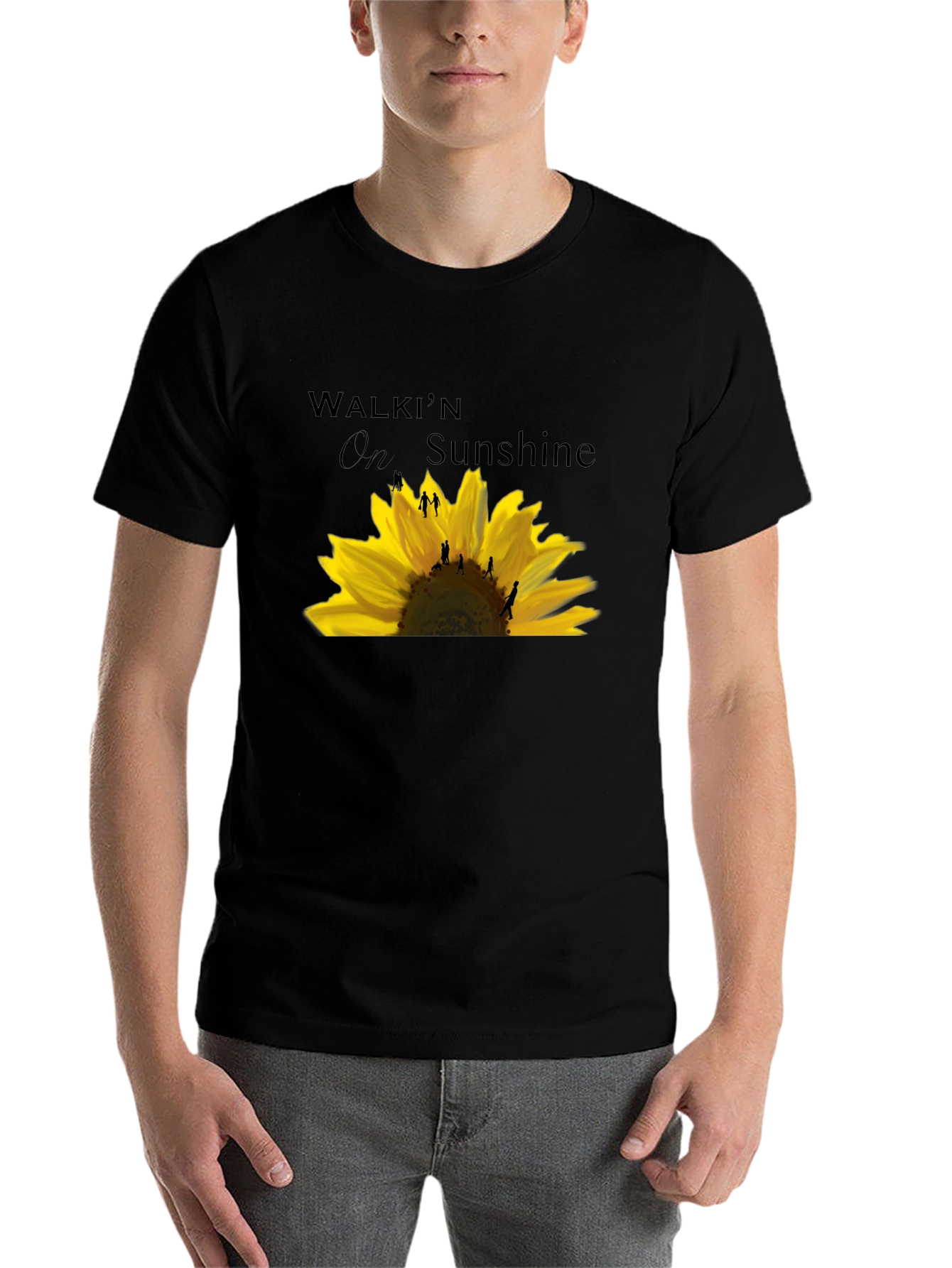 Black Walkin' on Sunshine Sunflower Graphic T-Shirt view 7