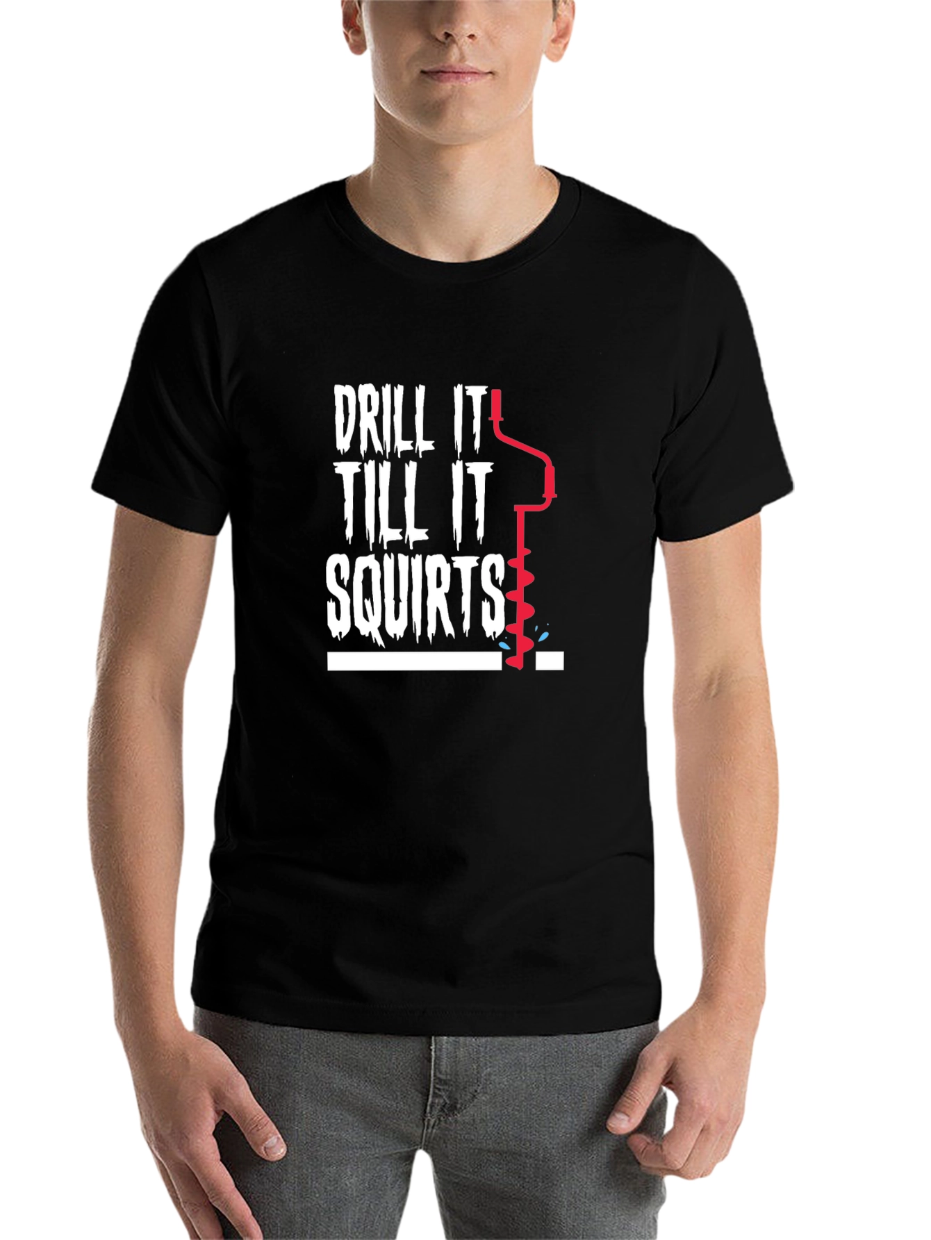 Black Drill It Till It Squirts Graphic T-Shirt view 7