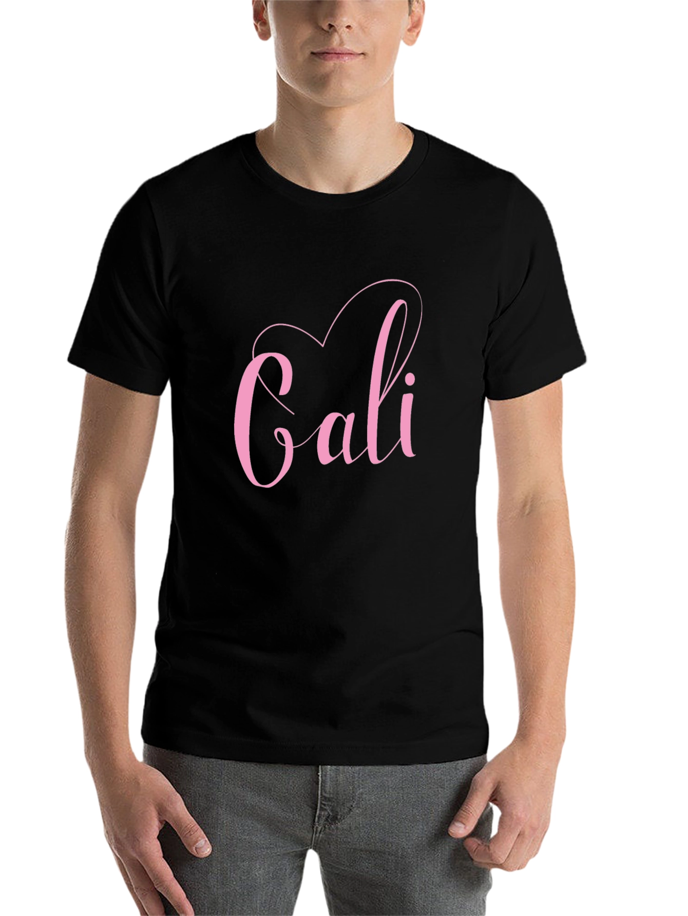 Black Stylish Cali Heart Graphic Tee - Trendy Black T-Shirt view 7