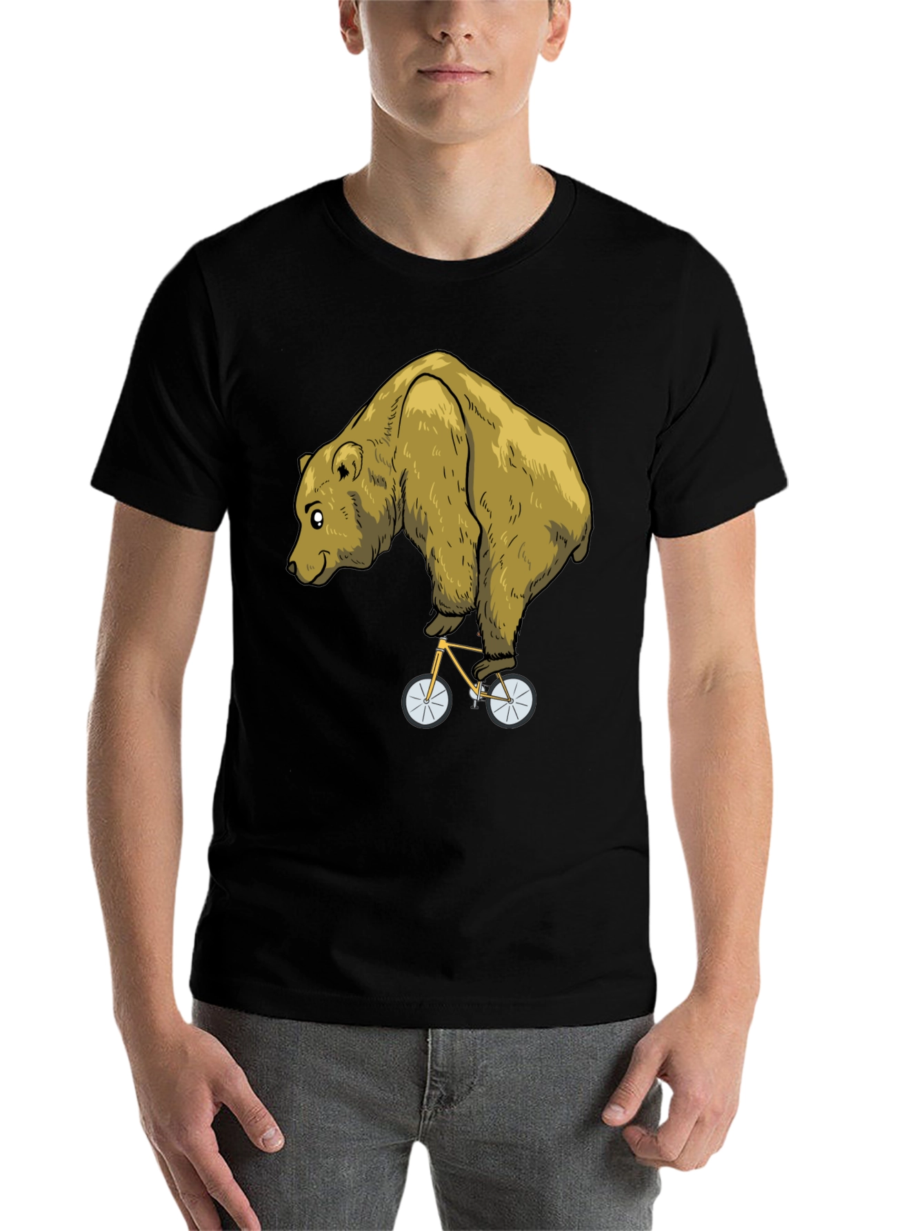 Black Bear on Bike Graphic Tee - Funny Animal T-Shirt view 7