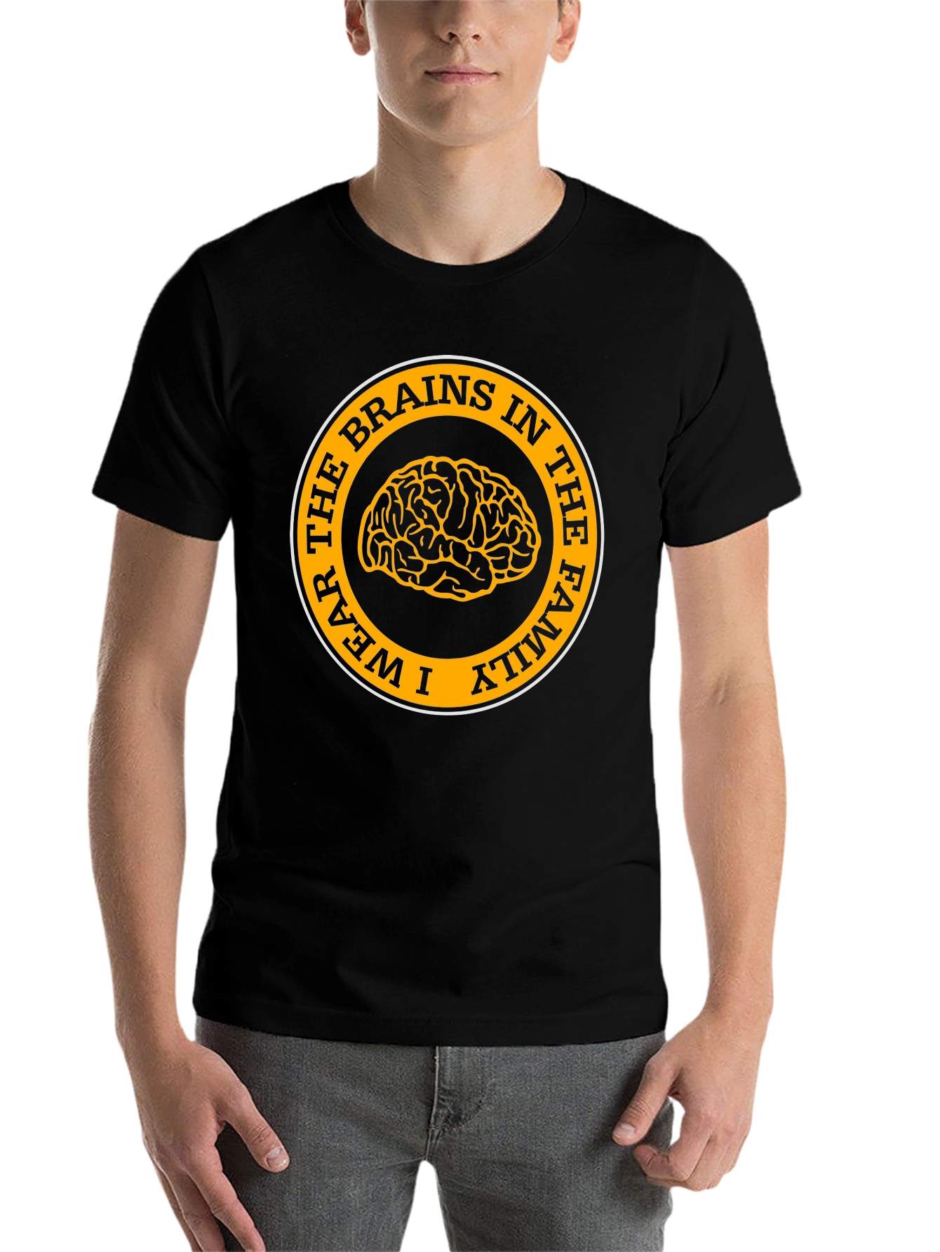 Black I Wear the Brains in the Family T-Shirt view 7