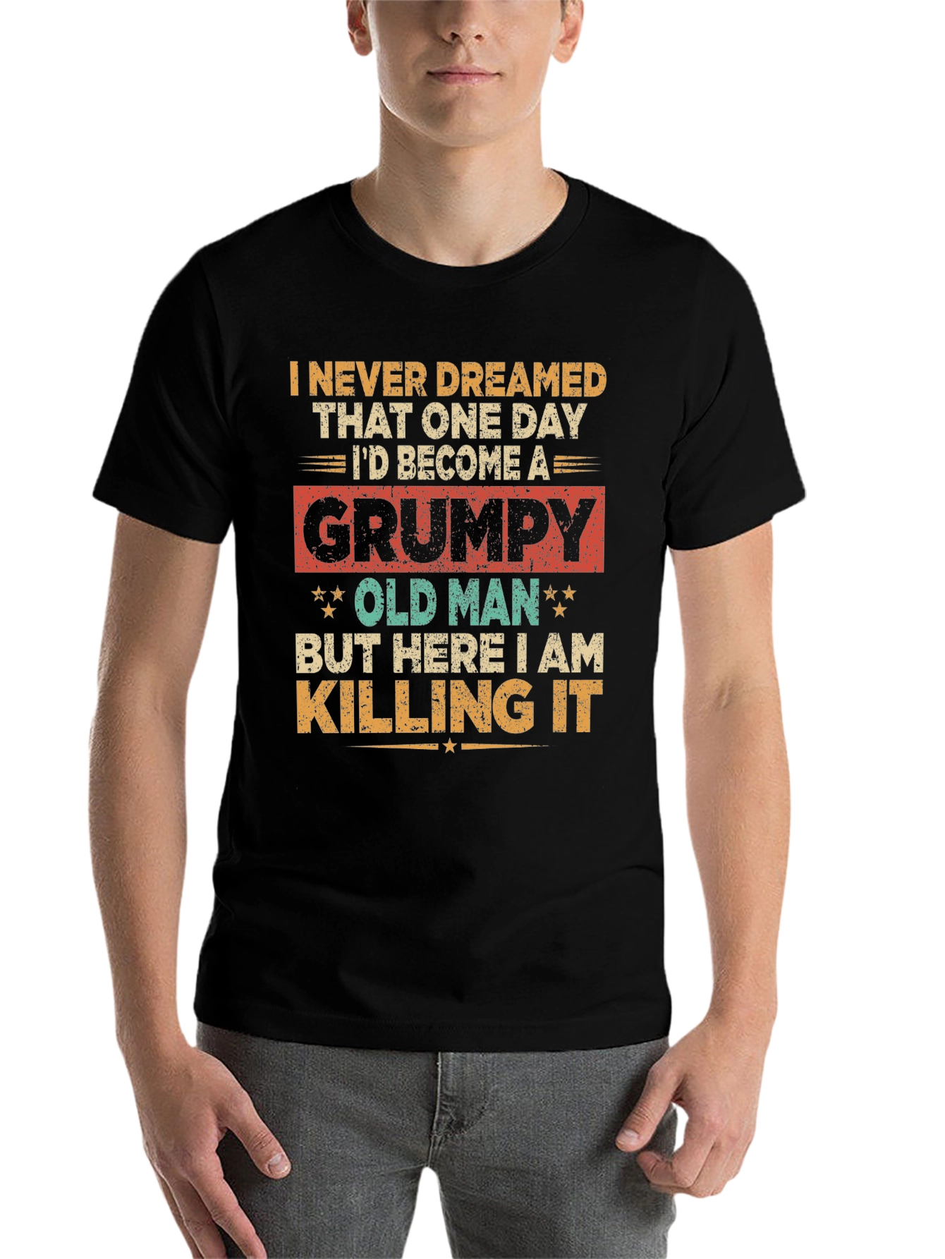 Black Grumpy Old Man T-Shirt view 7