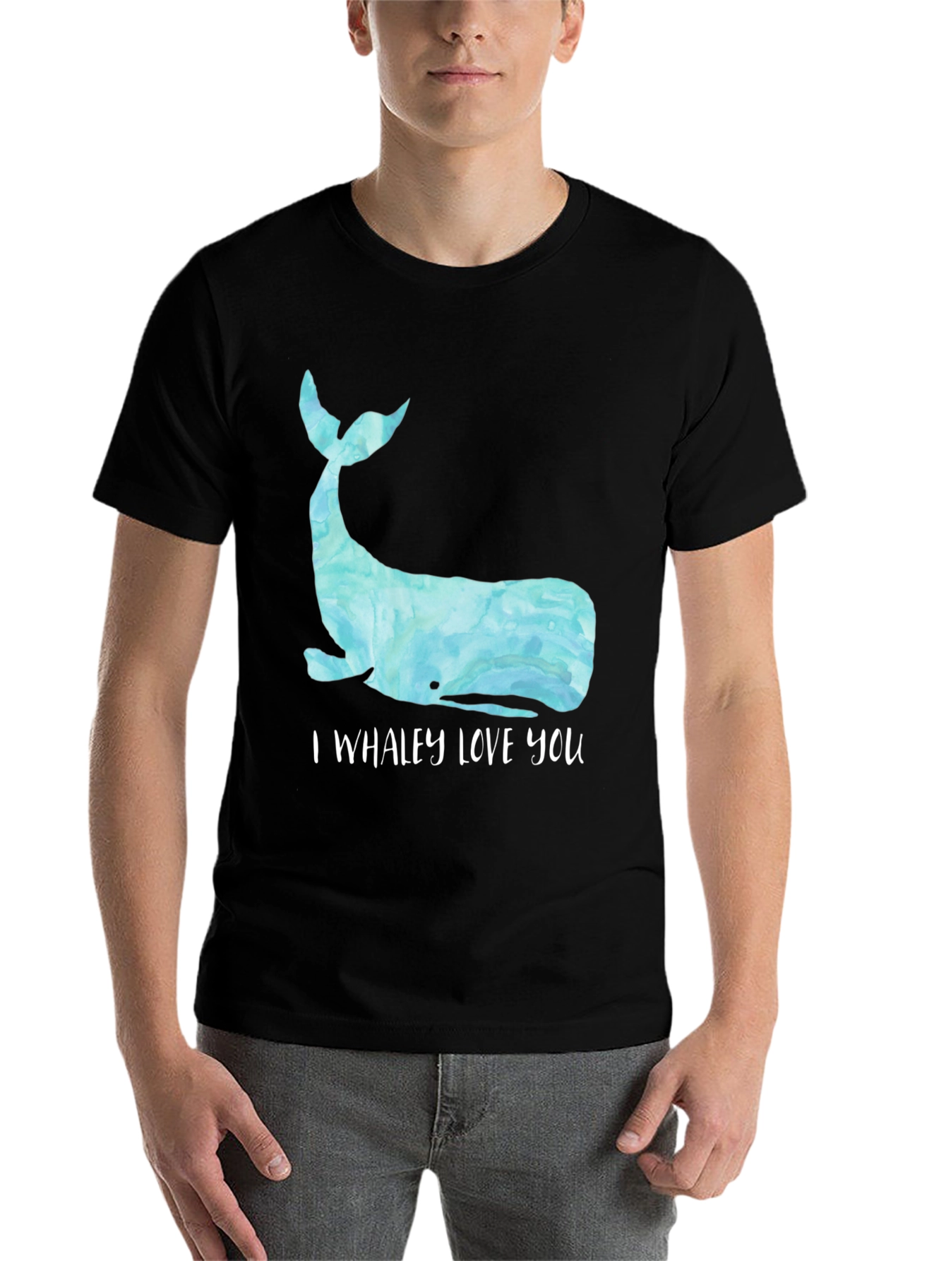 Black Whaley Love You T-Shirt - Cute Whale Graphic Tee view 7