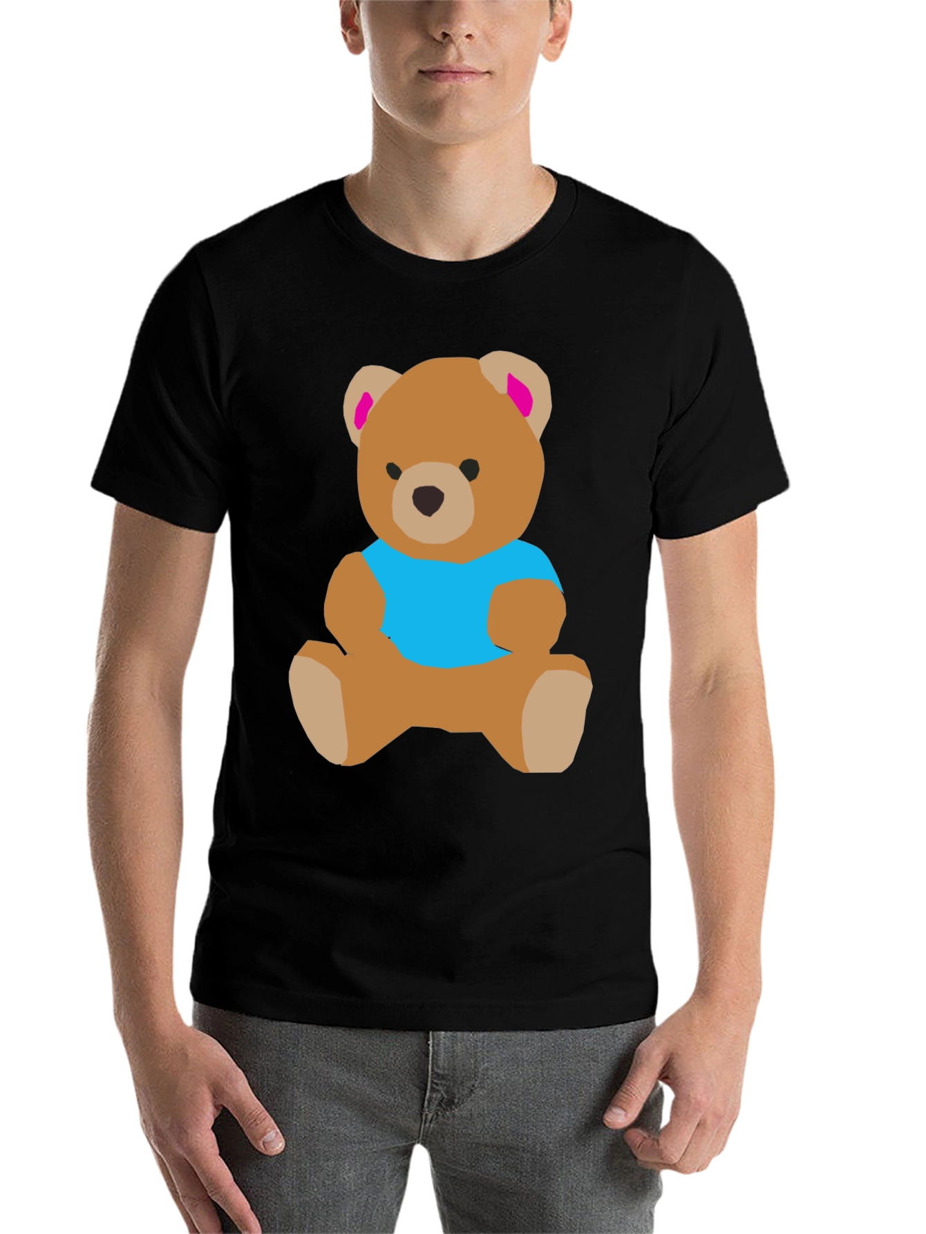 Black Cute Teddy Bear Graphic T-Shirt view 7