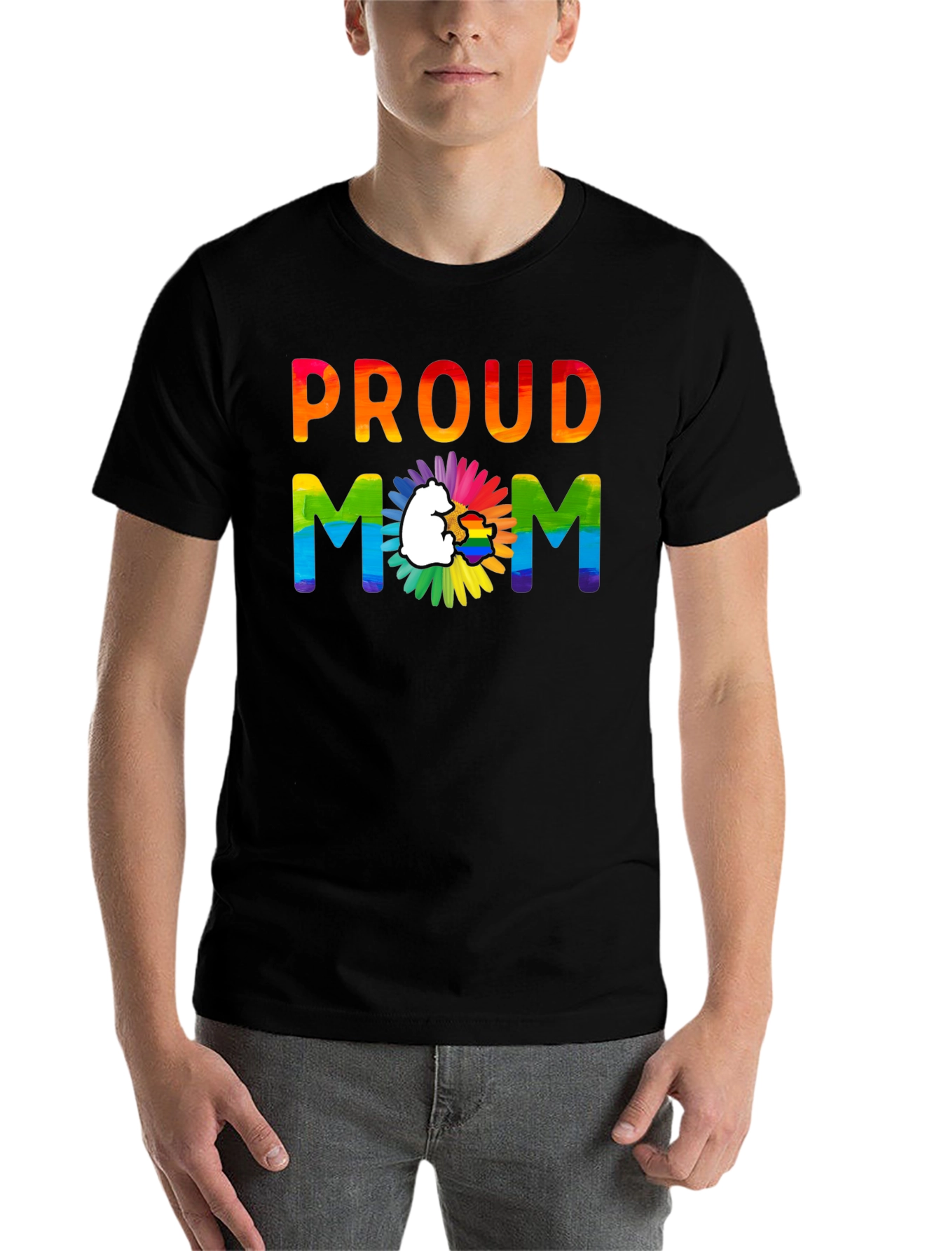 Black Proud Mom LGBTQ+ Pride T-Shirt view 7