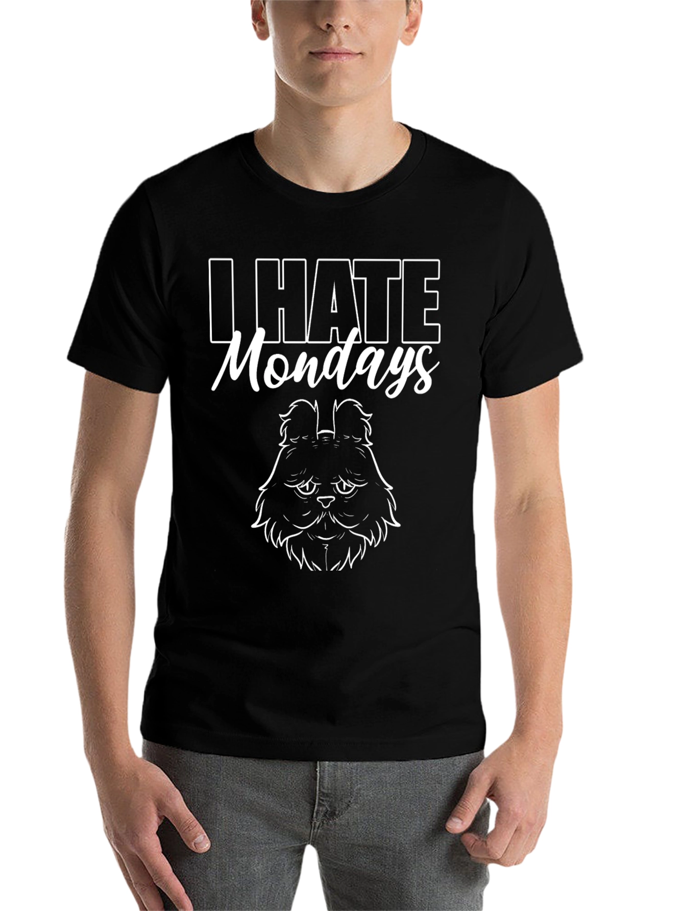 Black I Hate Mondays Cat T-Shirt - Black view 7