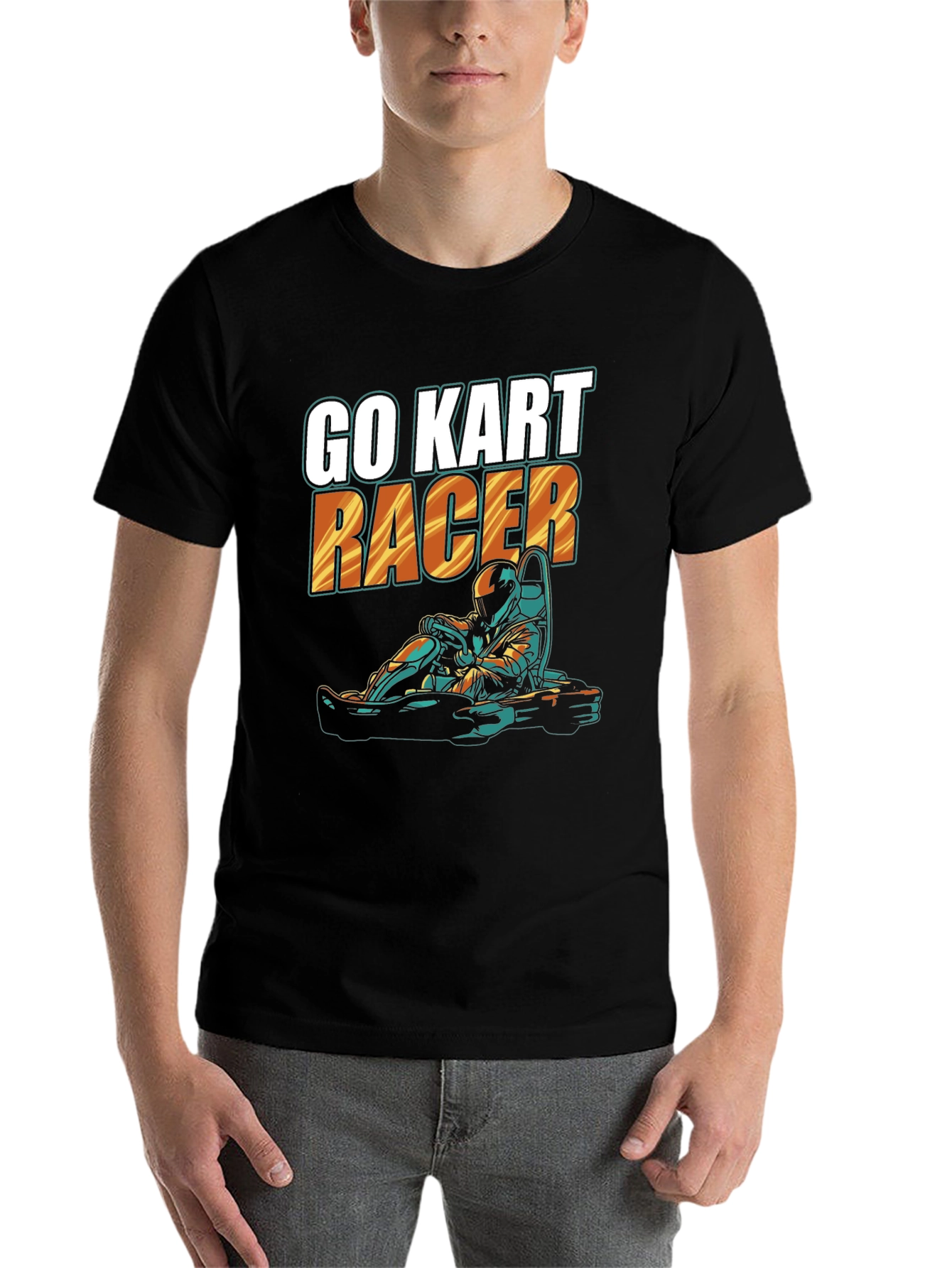 Black Go Kart Racer Black T-Shirt view 7
