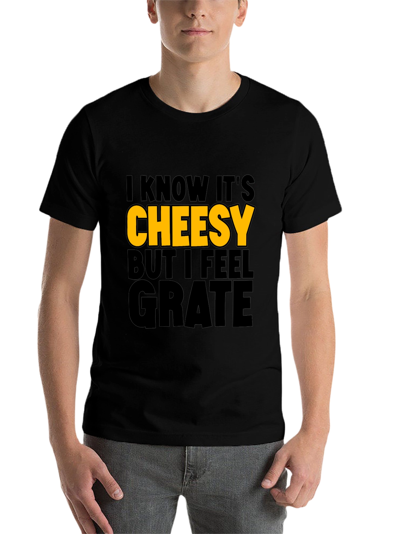 Black Cheesy Grate Humor T-Shirt view 7