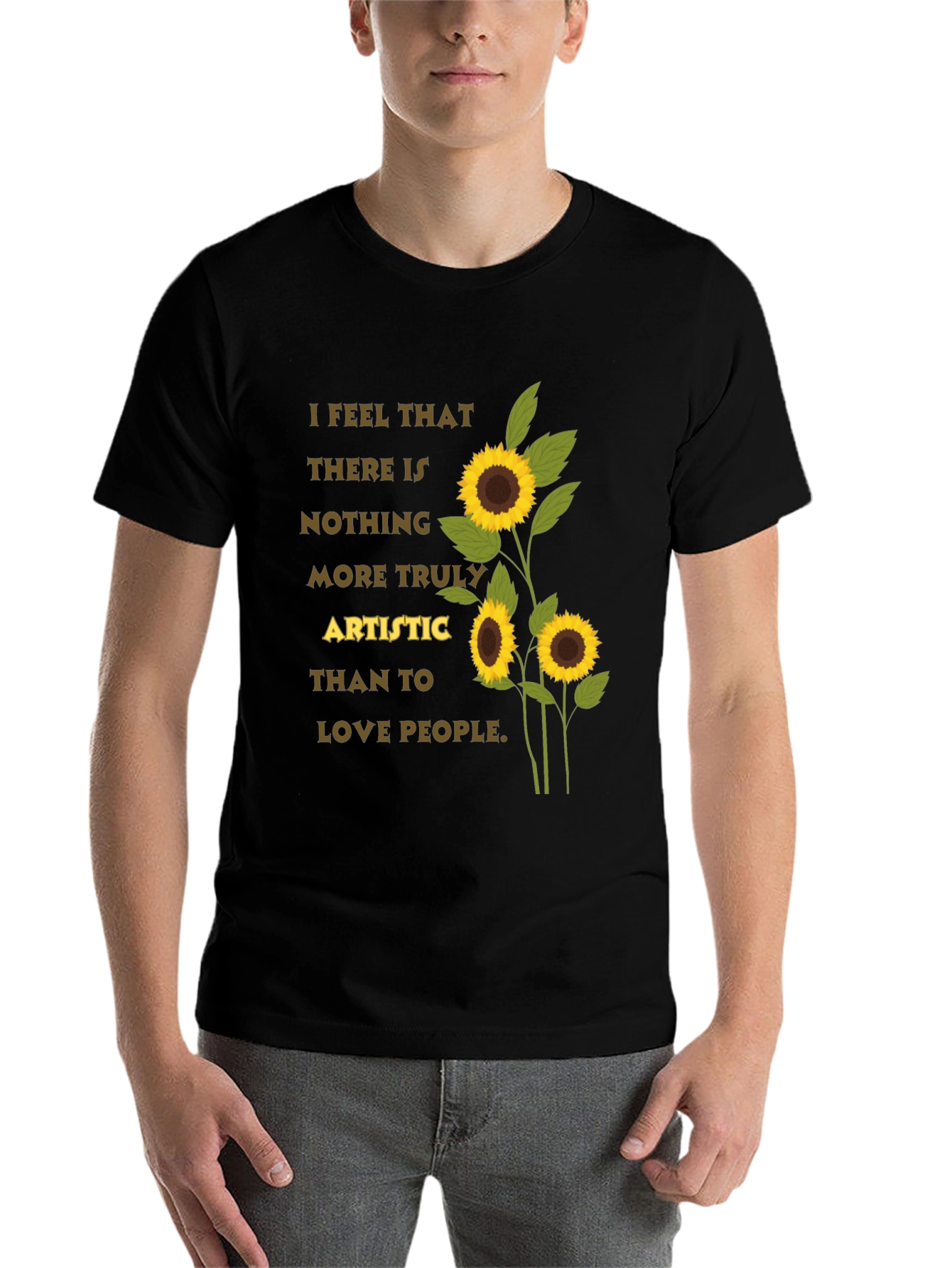 Black Artistic Sunflower T-Shirt - Love People Tee view 7