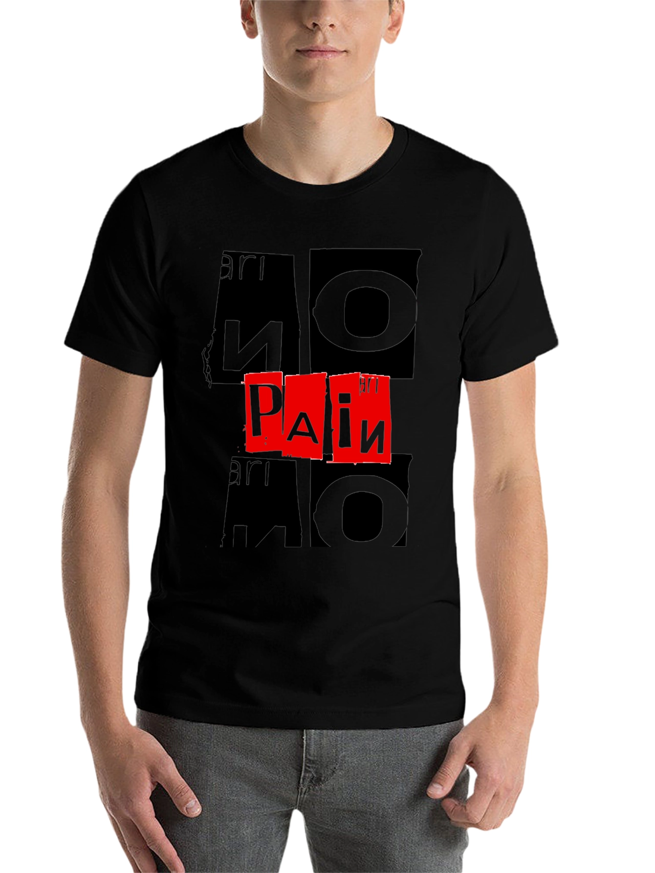 Black No Pain T-Shirt - Bold Graphic Print view 7