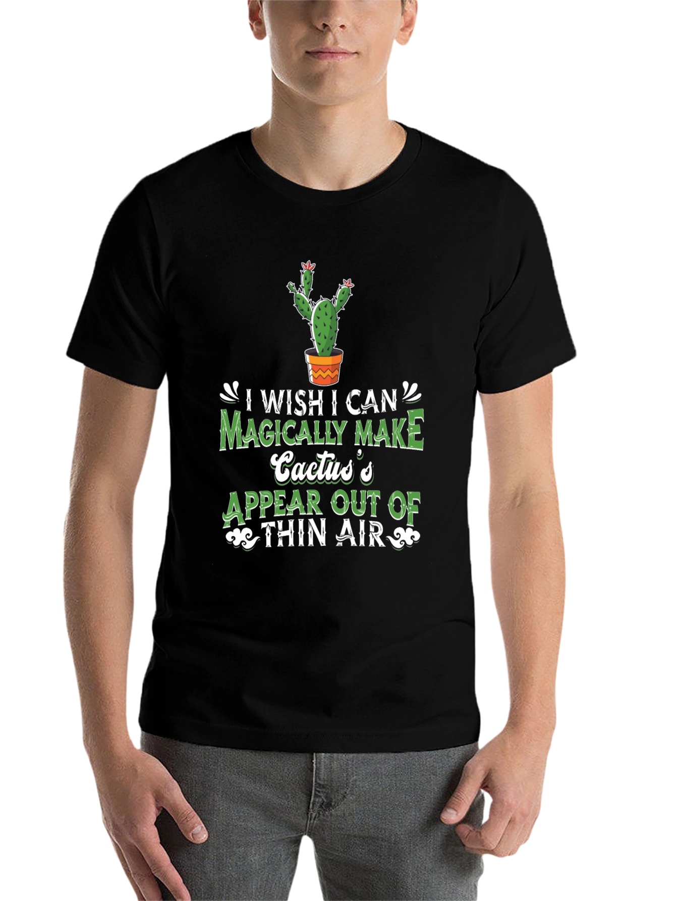 Black Magical Cactus T-Shirt: Funny Graphic Tee view 7