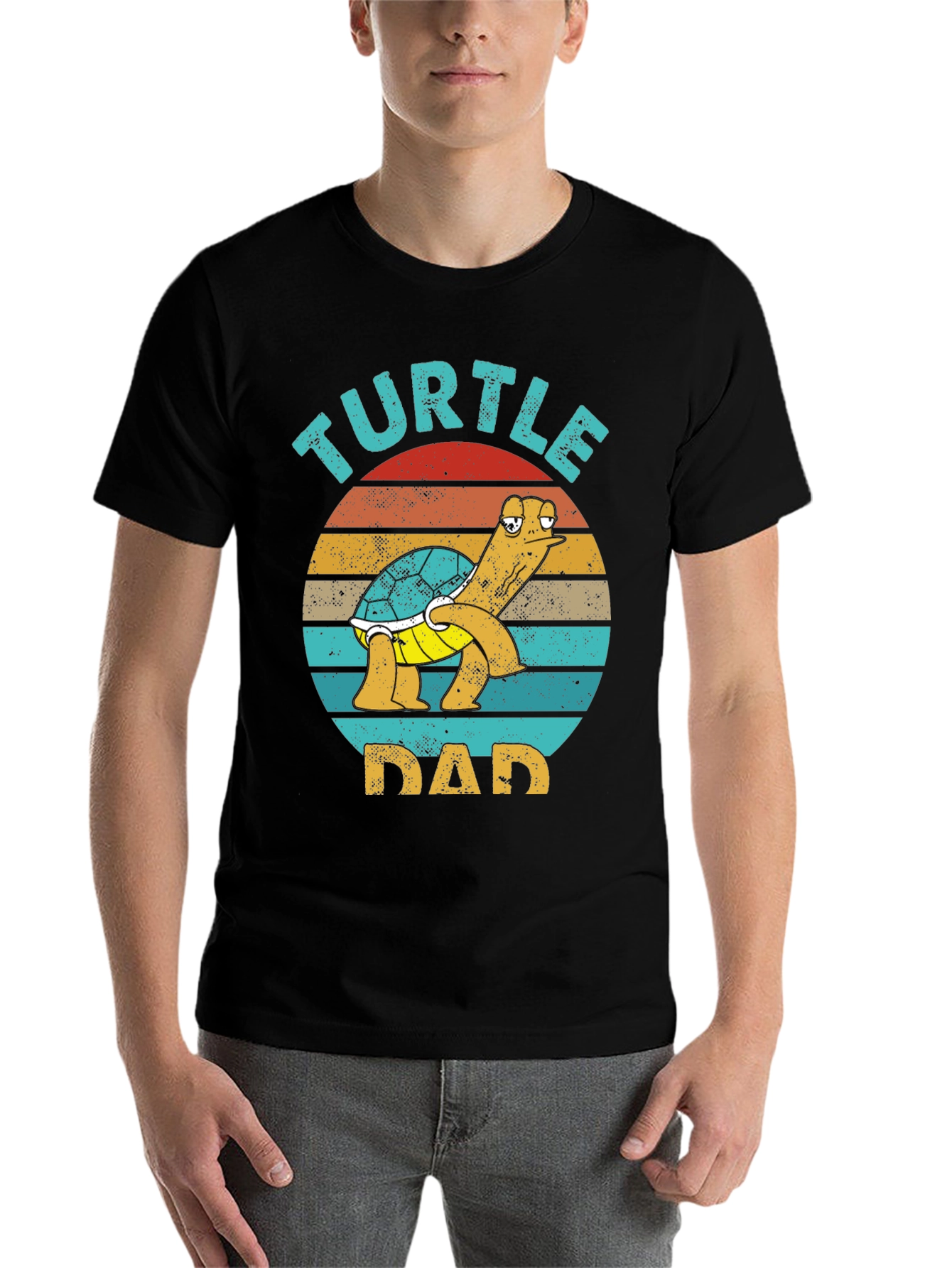 Black Turtle Dad Graphic Tee - Fun Father's Day T-Shirt view 7