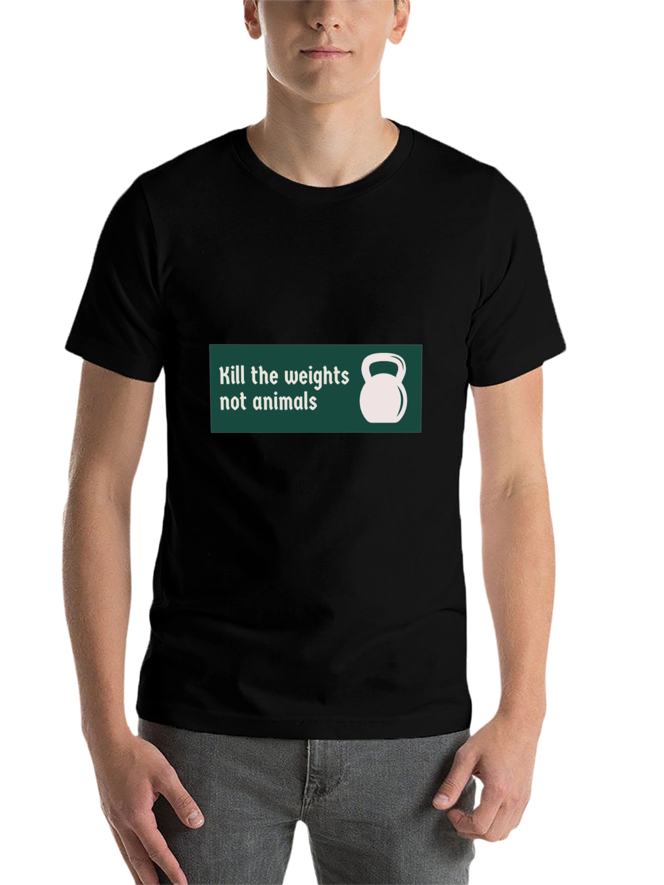 Black Vegan Workout T-Shirt - Kill the Weights, Not Animals view 7