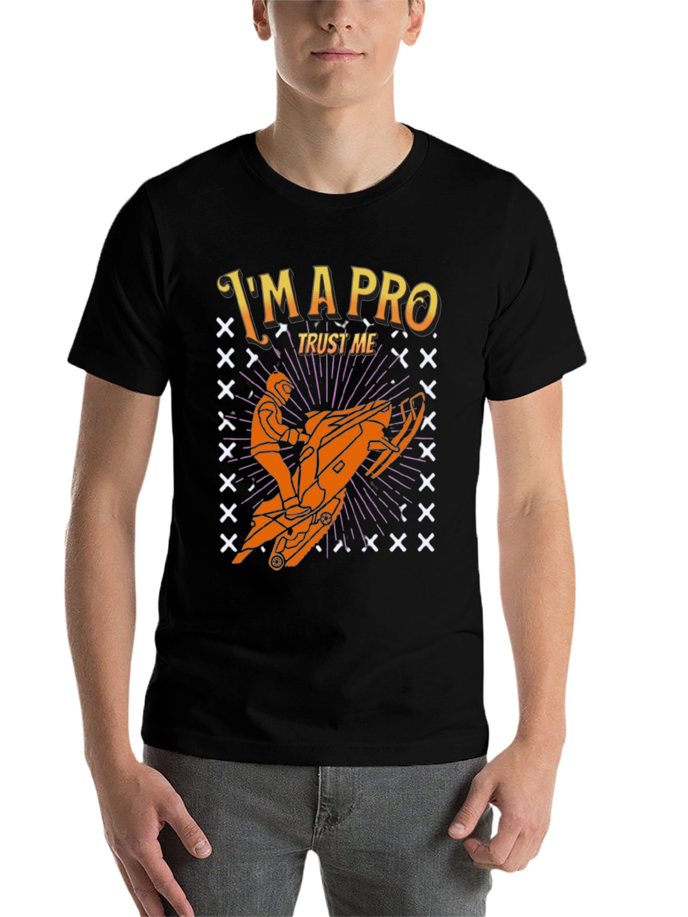 Black I'm A Pro Snowmobile T-Shirt view 7