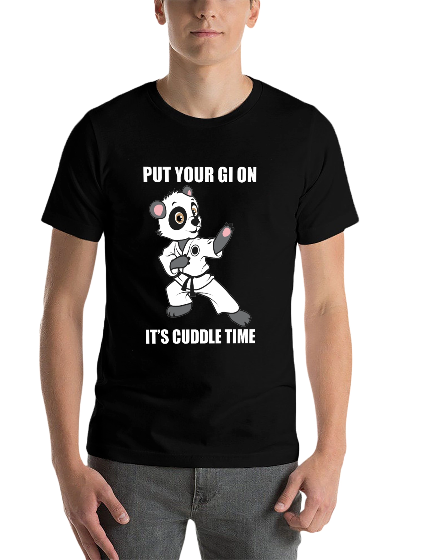 Black Panda Karate Cuddle Time T-Shirt view 7