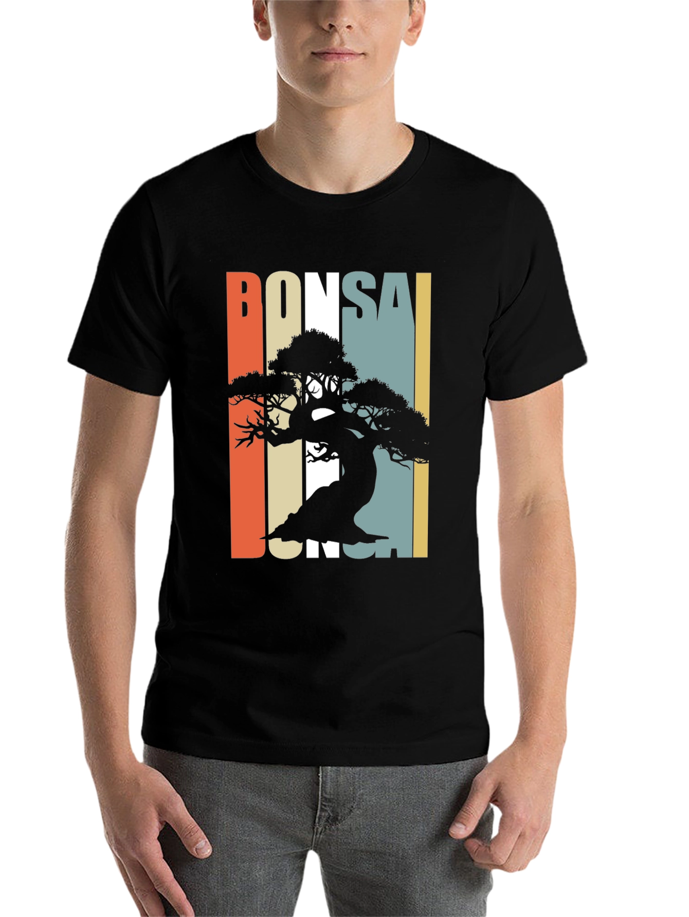 Black Bonsai Silhouette Graphic Tee - Retro Style view 7