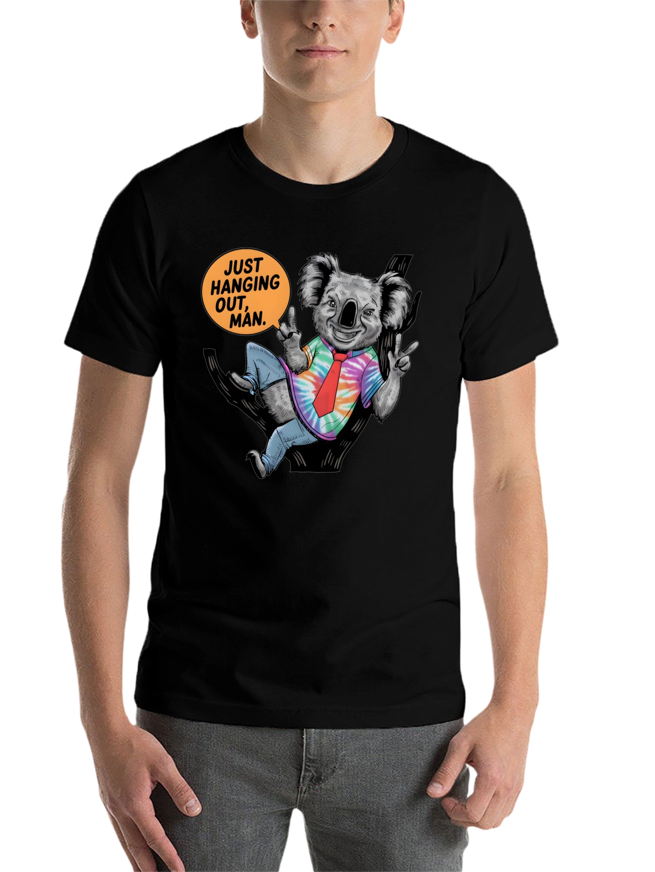 Black Cool Koala T-Shirt - Just Hanging Out, Man! view 7