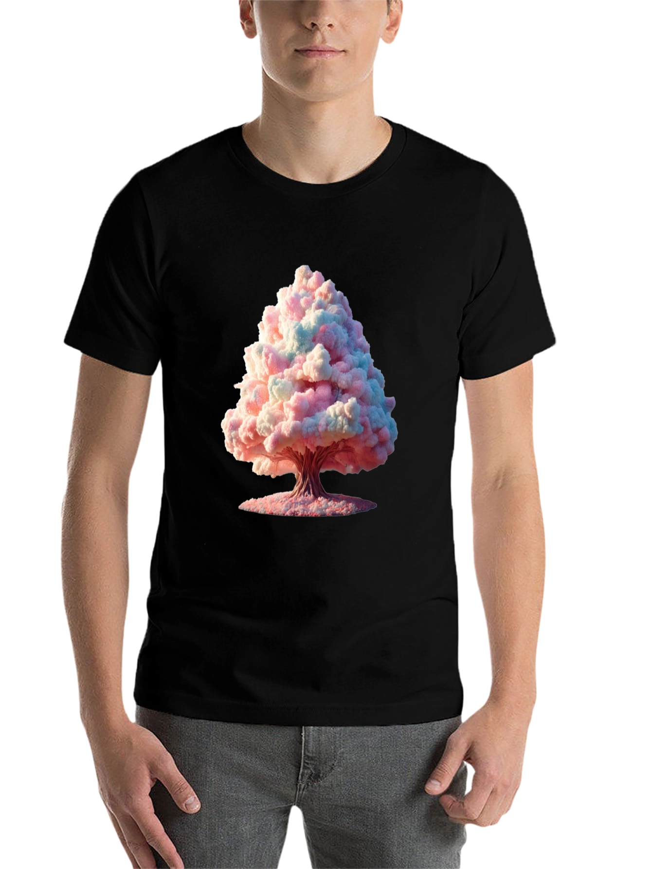Black Cotton Candy Tree Graphic Black Tee view 7