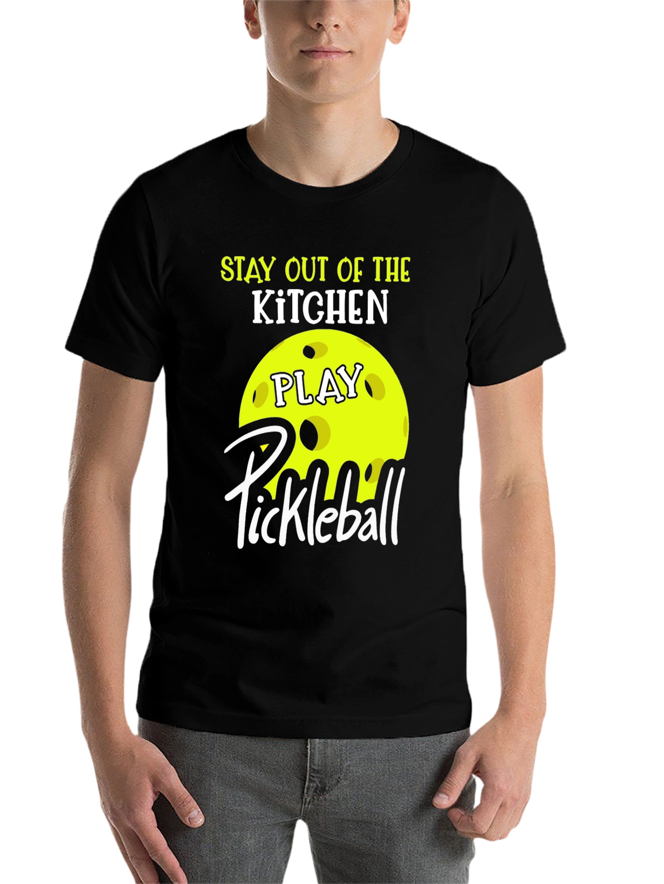 Black Stay Out of the Kitchen Pickleball T-Shirt view 7