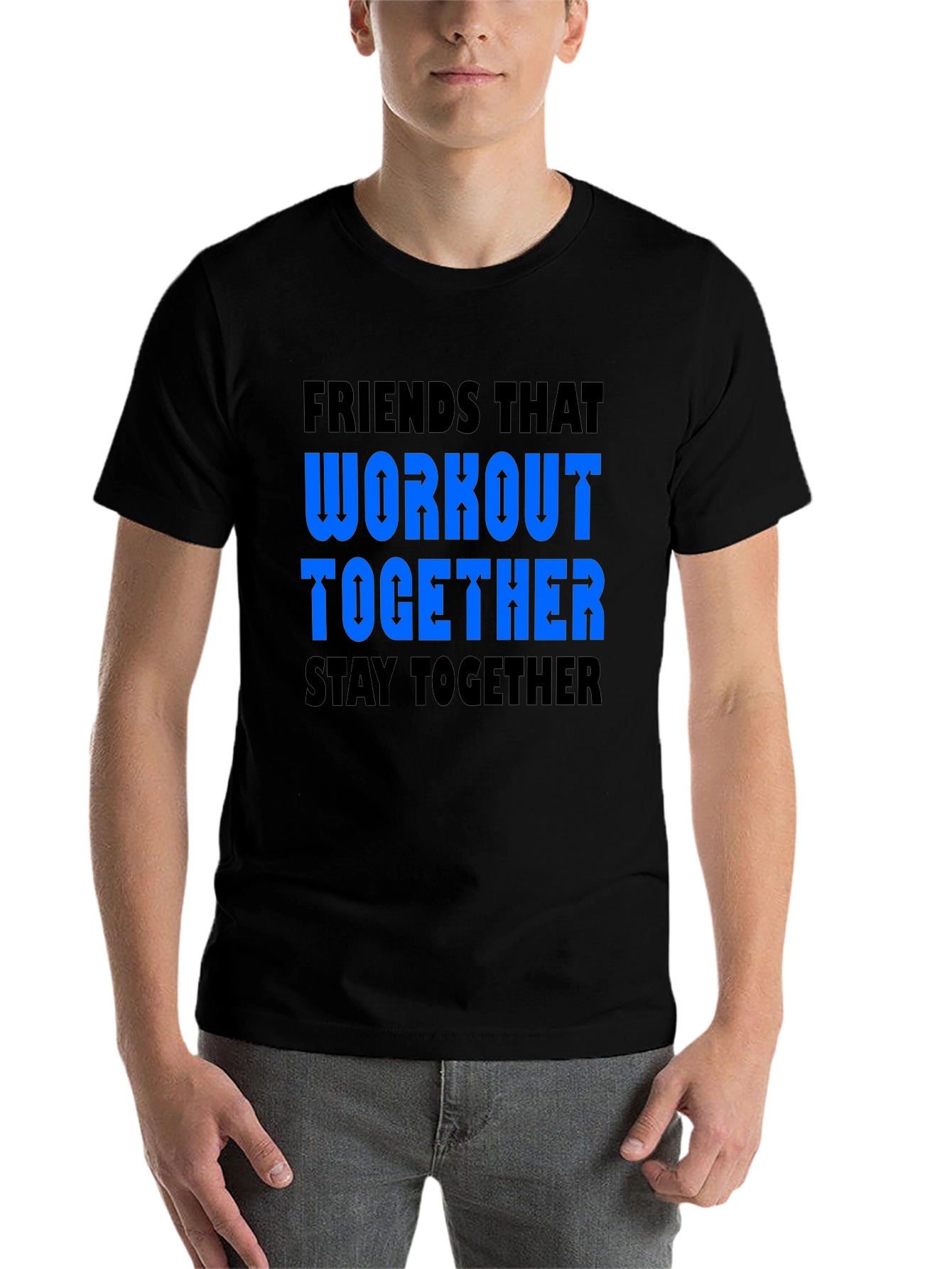 Black Friends Workout Together Graphic Tee - Black view 7