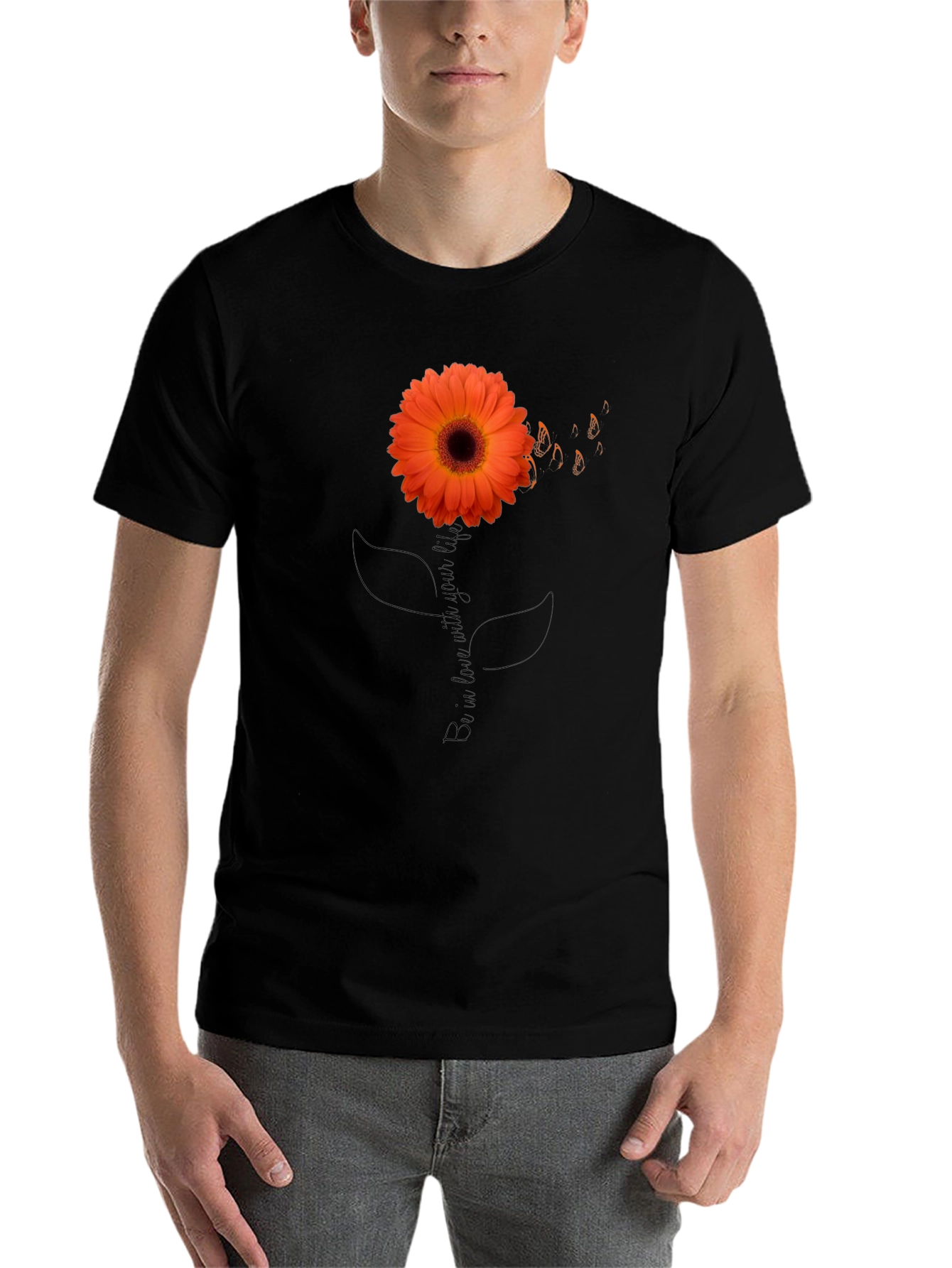 Black Sunflower Graphic Tee - Black Cotton T-Shirt view 7